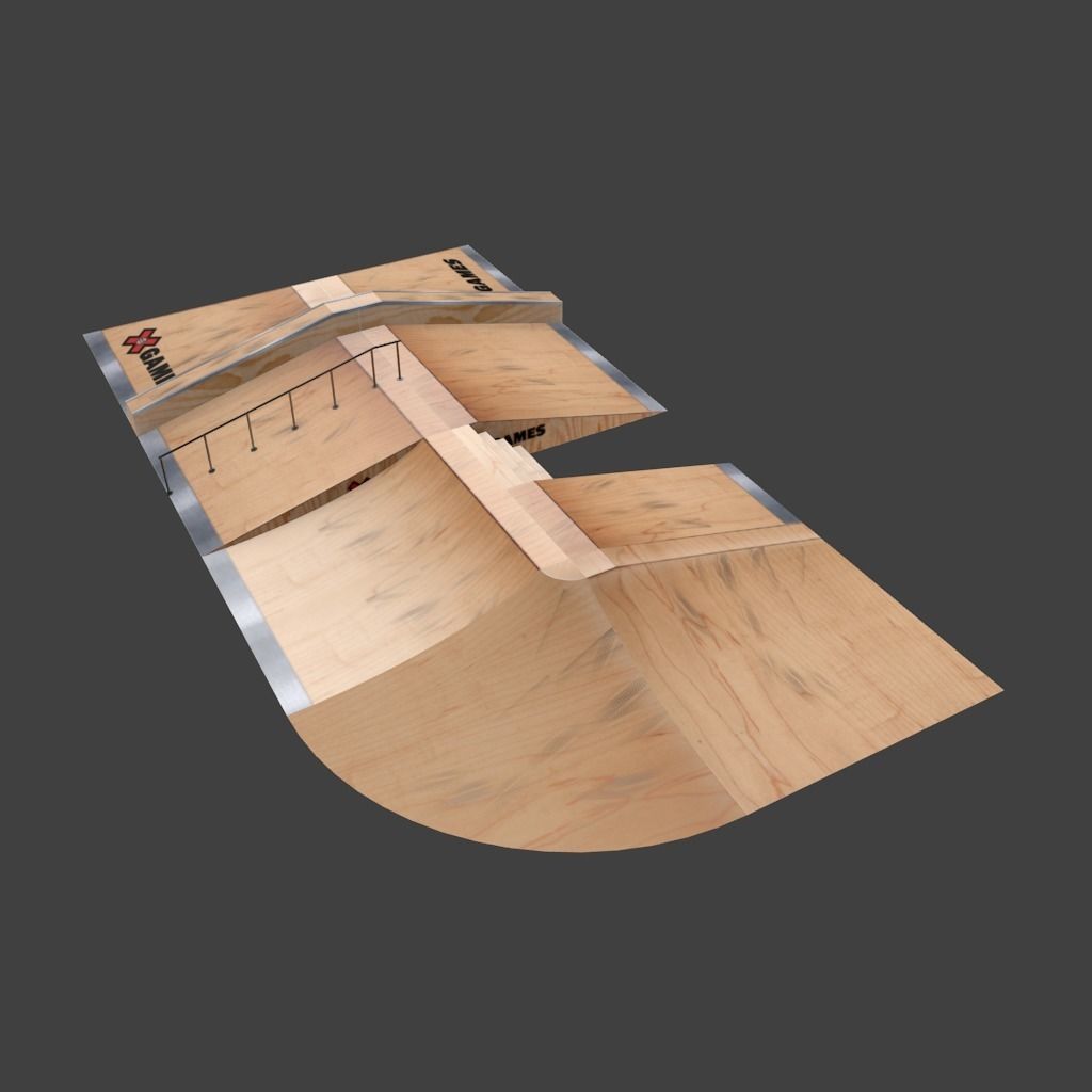 X-Games street Skate park ramps for BMX or skating Low-poly 3D model_3