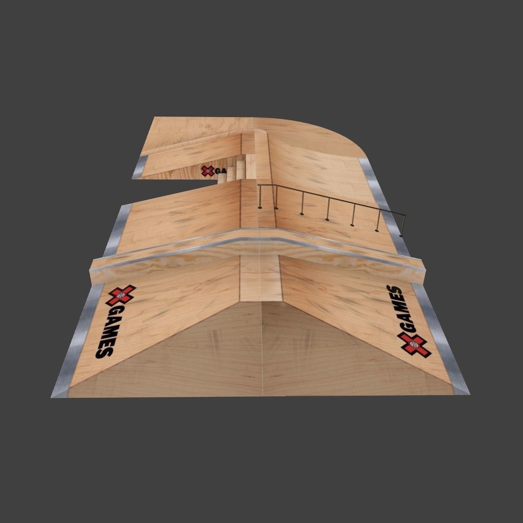 X-Games street Skate park ramps for BMX or skating Low-poly 3D model_6