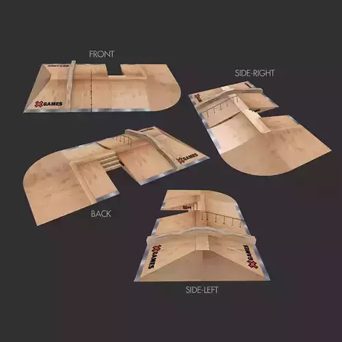 X-Games street Skate park ramps for BMX or skating Low-poly 3D model