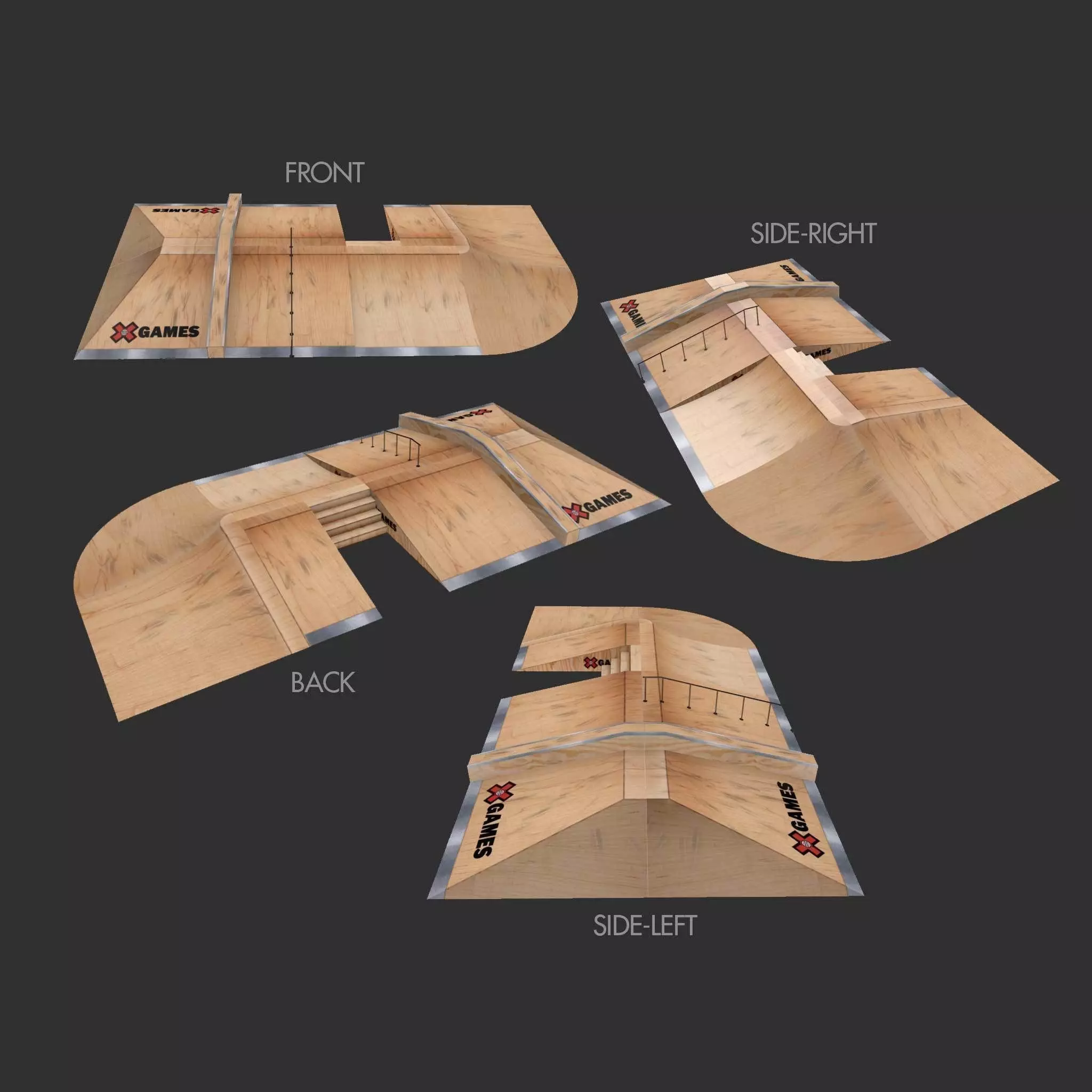 X-Games street Skate park ramps for BMX or skating Low-poly 3D model_0