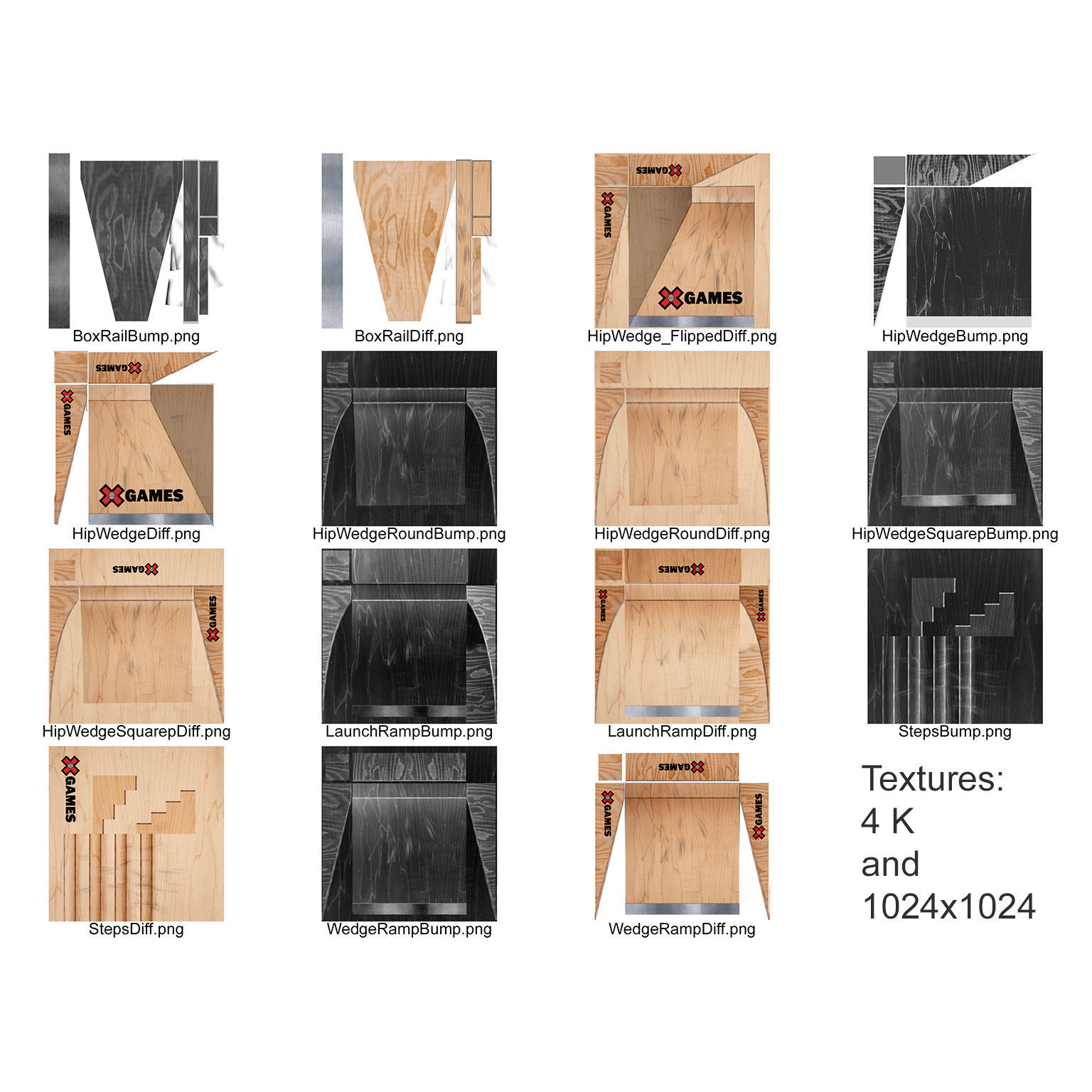 X-Games street Skate park ramps for BMX or skating Low-poly 3D model_2