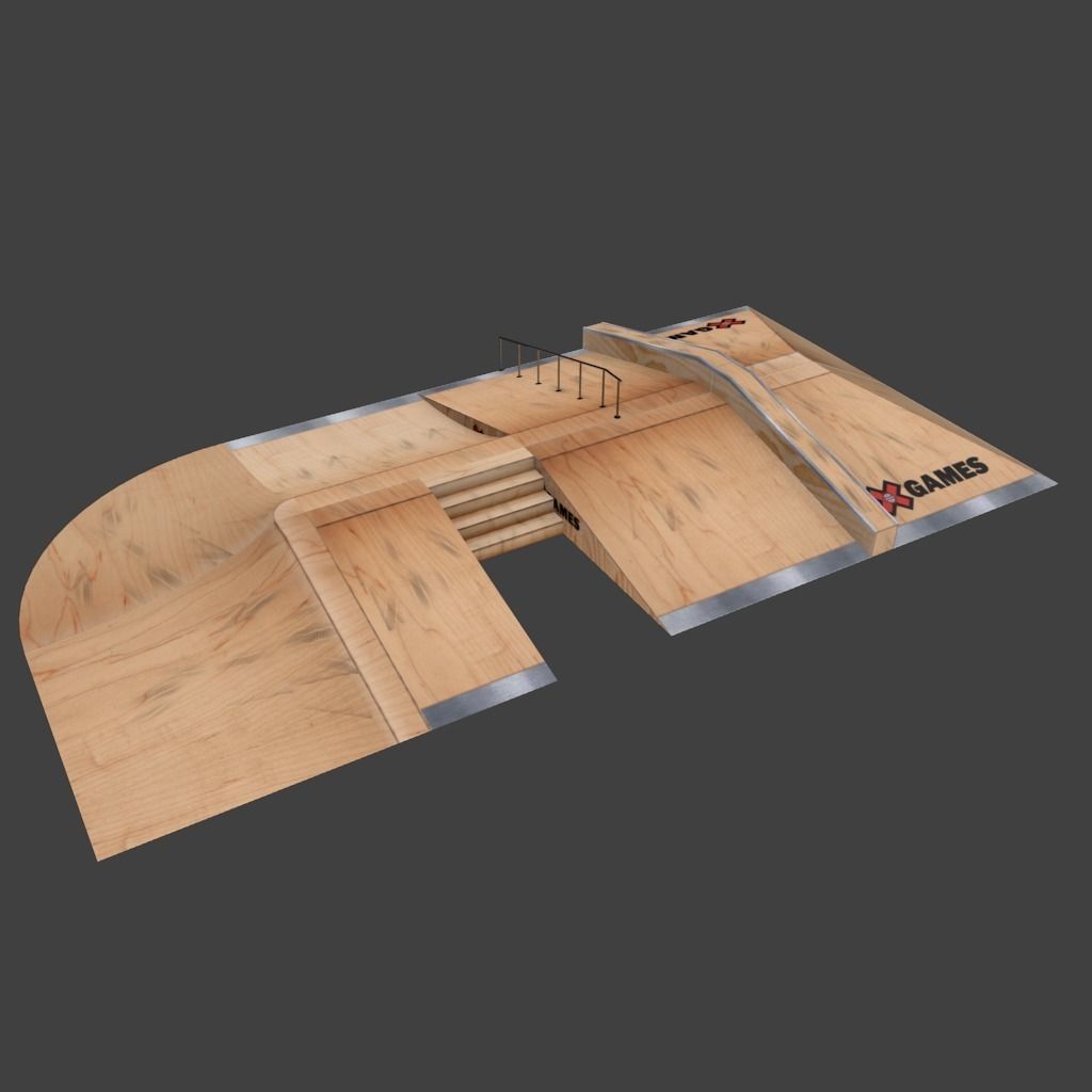 X-Games street Skate park ramps for BMX or skating Low-poly 3D model_4