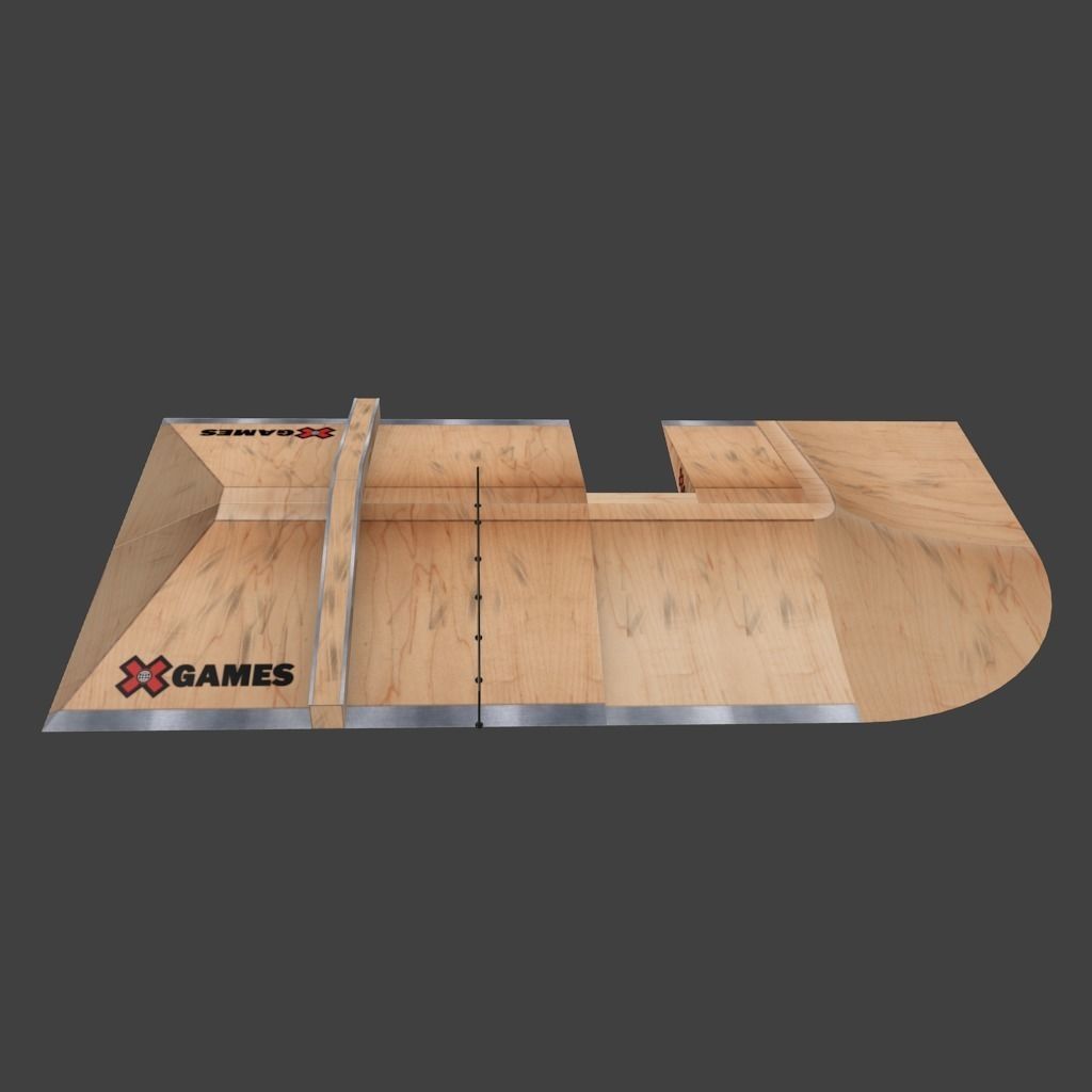 X-Games street Skate park ramps for BMX or skating Low-poly 3D model_5