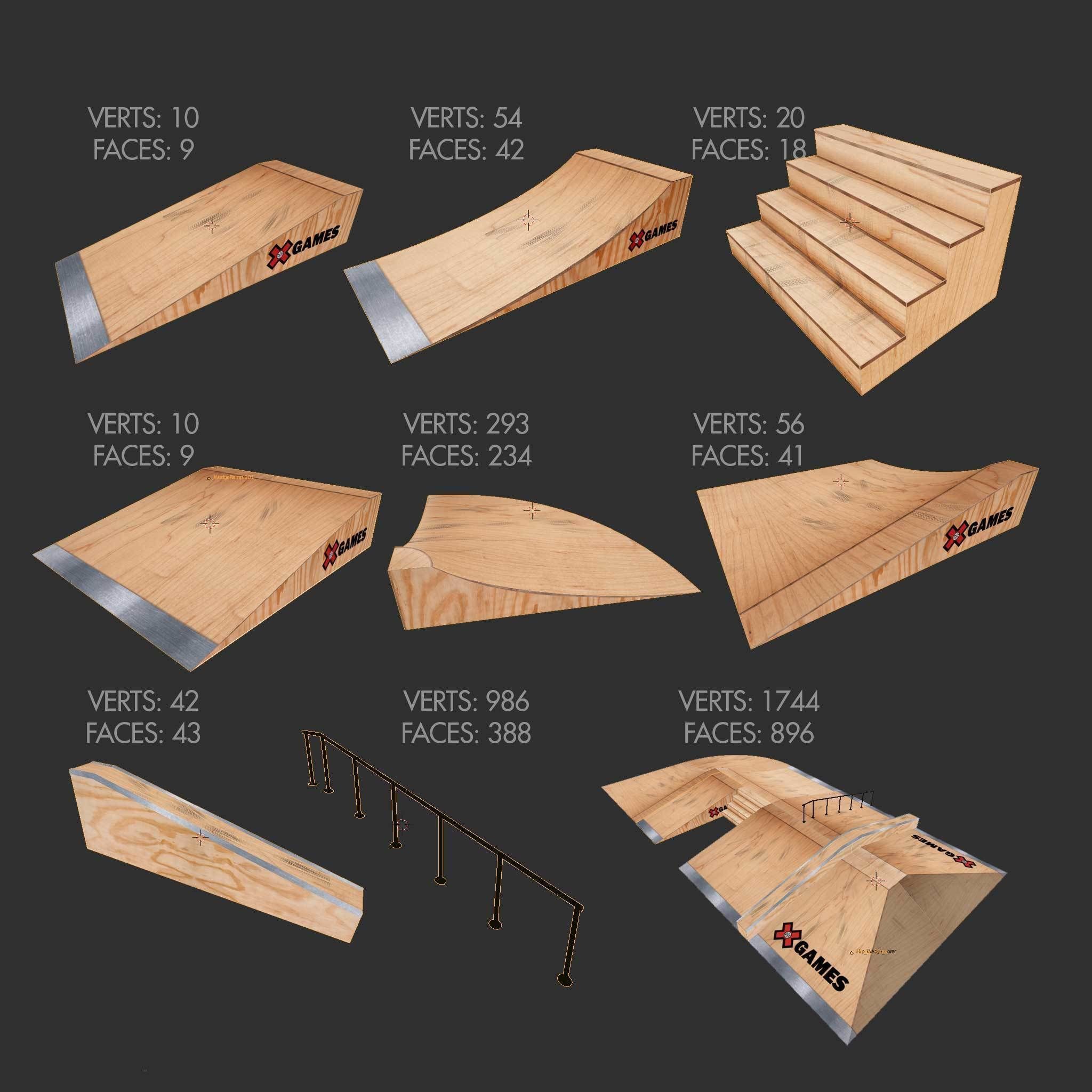 X-Games street Skate park ramps for BMX or skating Low-poly 3D model_1