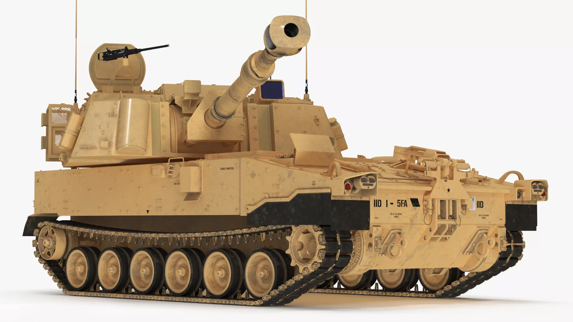 M109 Paladin Howitzer Beige Color Rigged 3D model