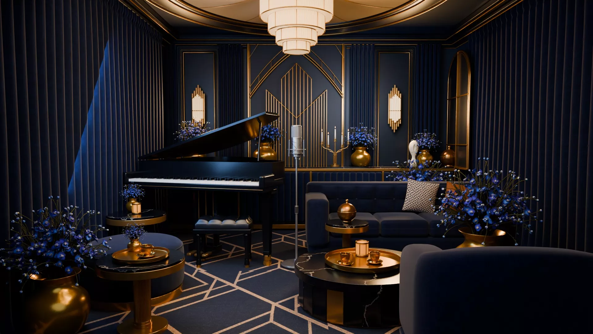 Vocal Salon - Ornate Music Lounge - Blender and Unreal 3D model