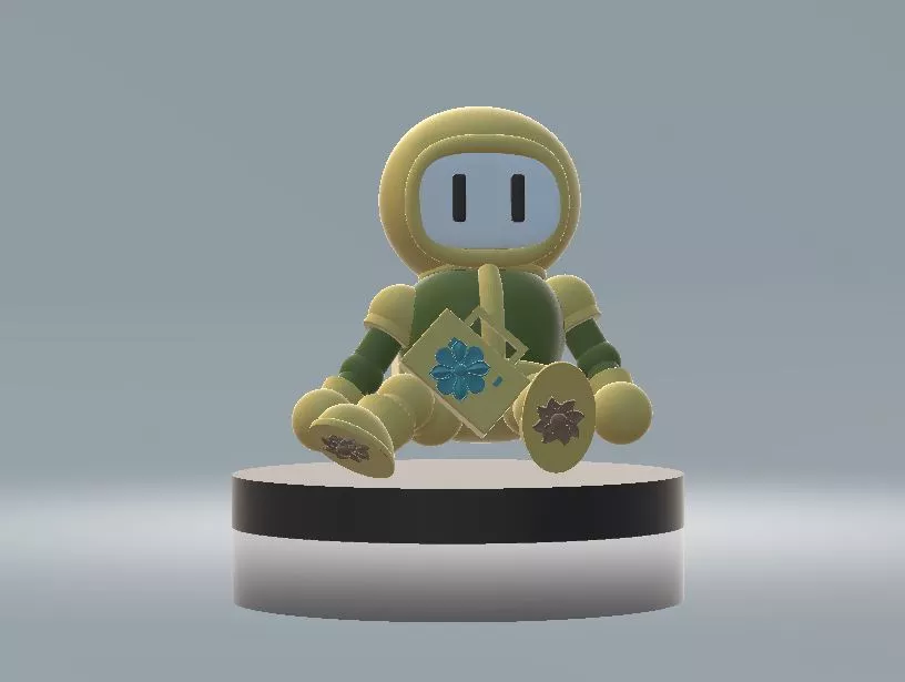 Cute Futuristic Sitting Robot Character 3D Model 3D print model