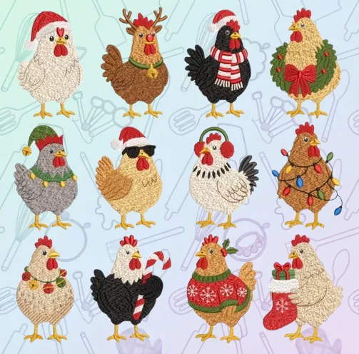 Christmas Chickens Cookie Cutter Set 3D print model