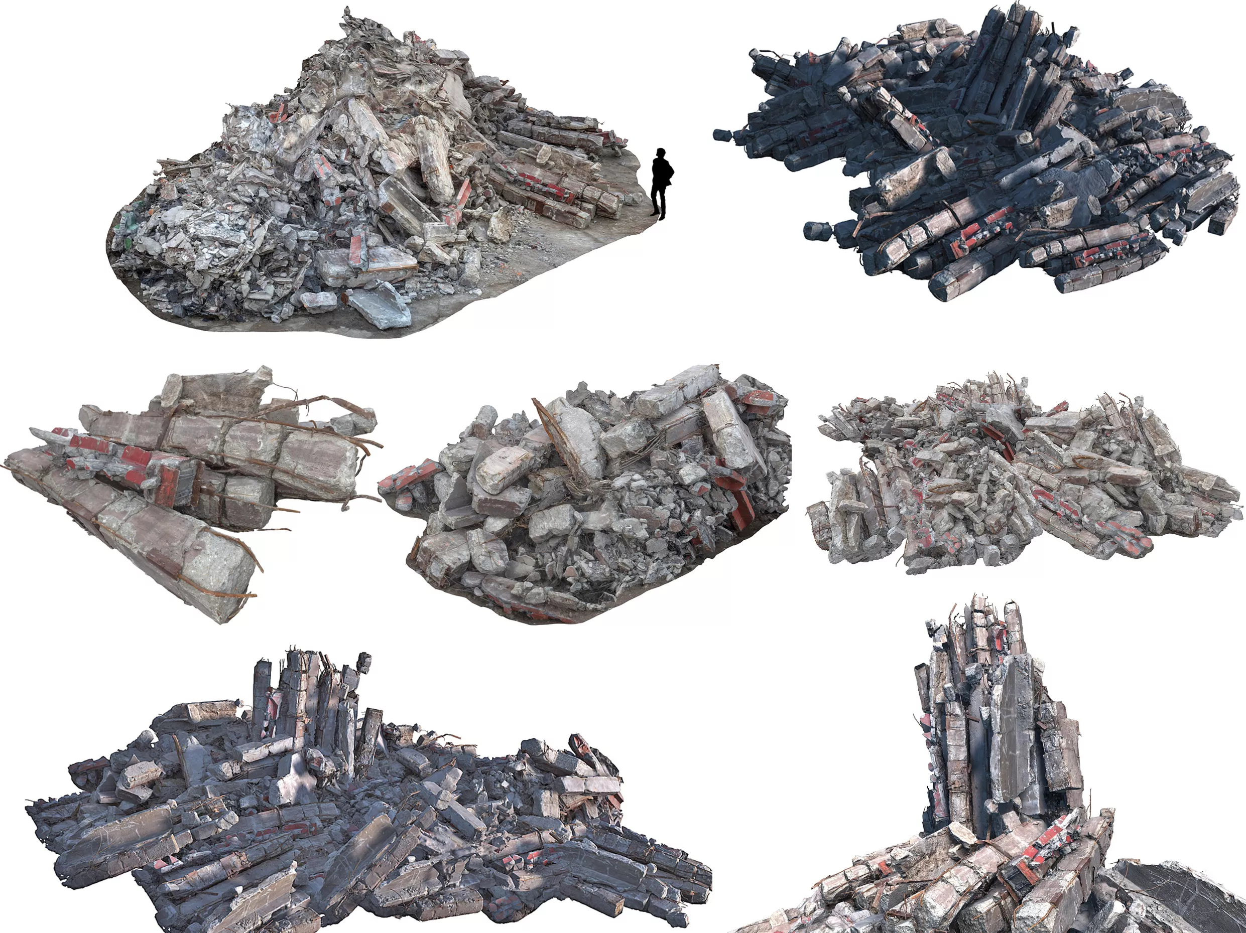 High Resolution Rubble Pack 3D Scanned Debris Models Low-poly 3D model