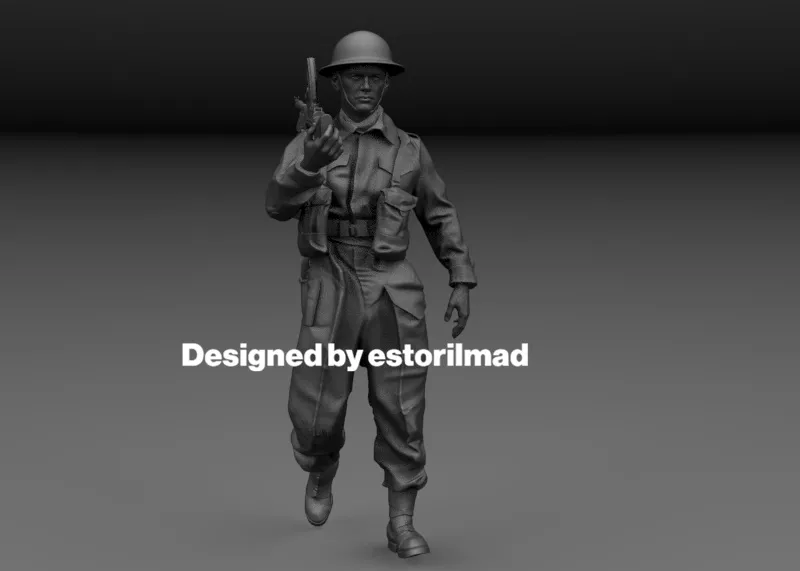 WWII BRITISH SOLDIER ON PATROL IN EUROPE V1 3D print model