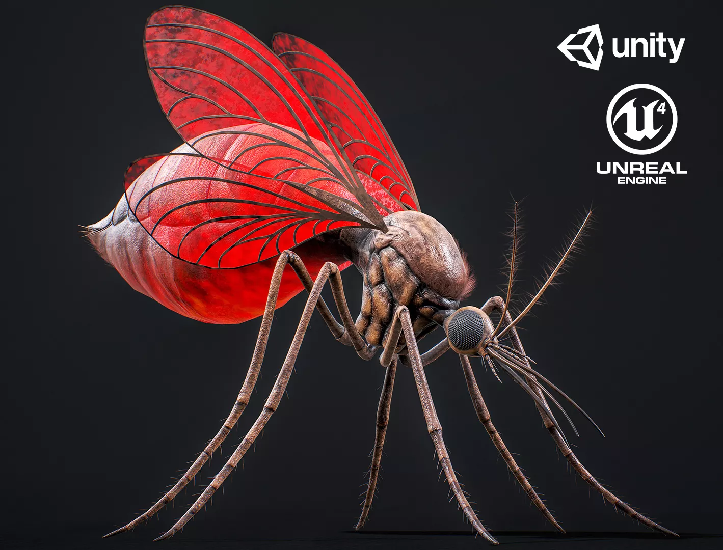 Mosquito Queen - Fantasy Poison Insect - Animated Game Ready Low-poly 3D model