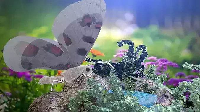 Apollo Butterfly Low-poly 3D model