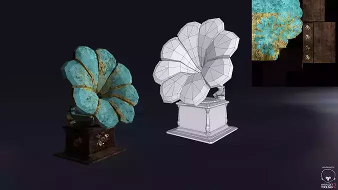 Phonograph gramophone with flowers