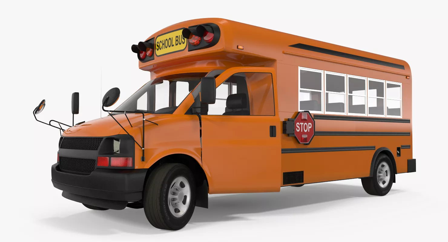 Small School Bus Simple Interior 3D model