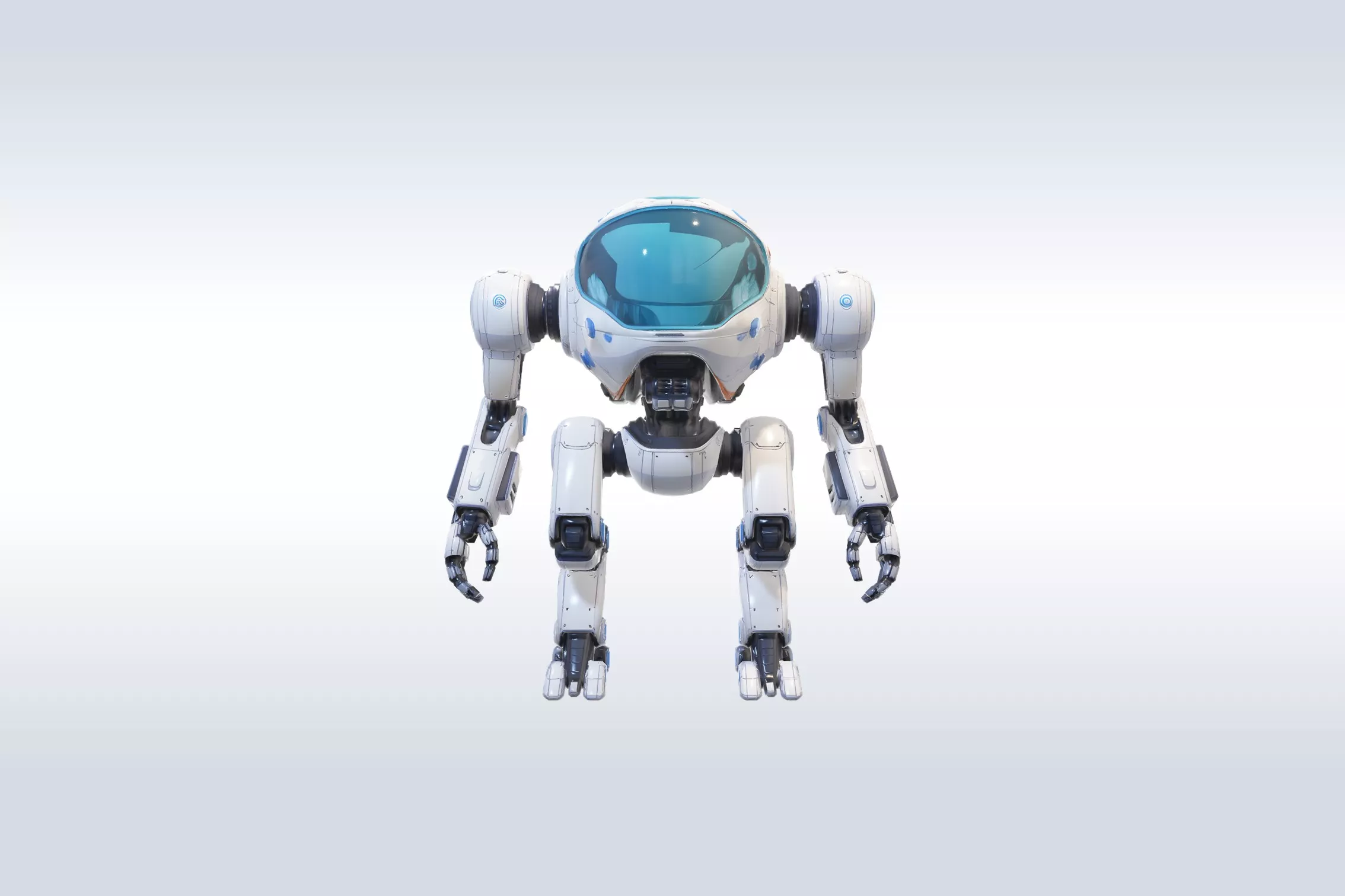 Robot 231 - Futuristic White and Blue Mechanical Cyborg 231 Low-poly 3D model