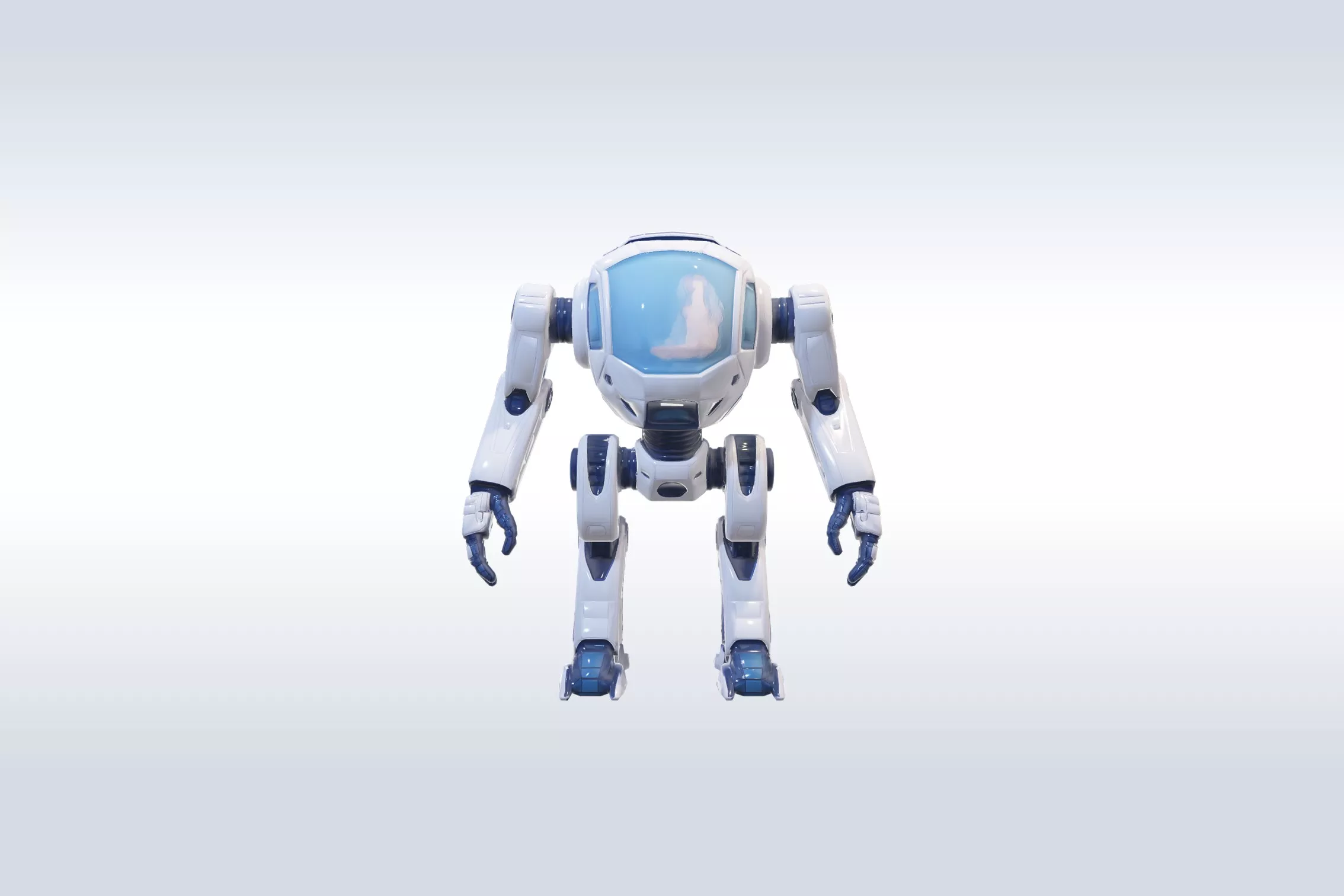 Robot with Humanoid Head and Detailed Mechanical Design 232 Low-poly 3D model