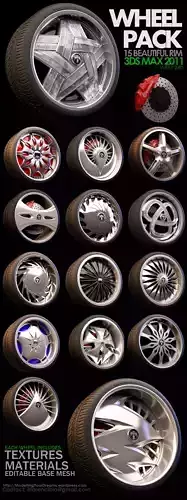 15 Beautiful rims Pack 3D model
