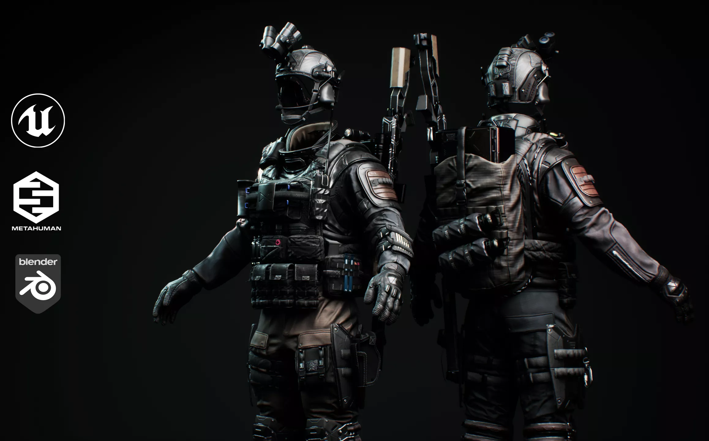 Soldier Outfit for UnrealEngine MetaHuman Free low-poly 3D model