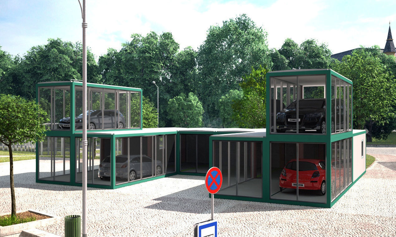 Auto showroom modular 3D model_1