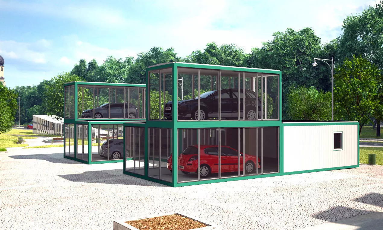 Auto showroom modular 3D model_0