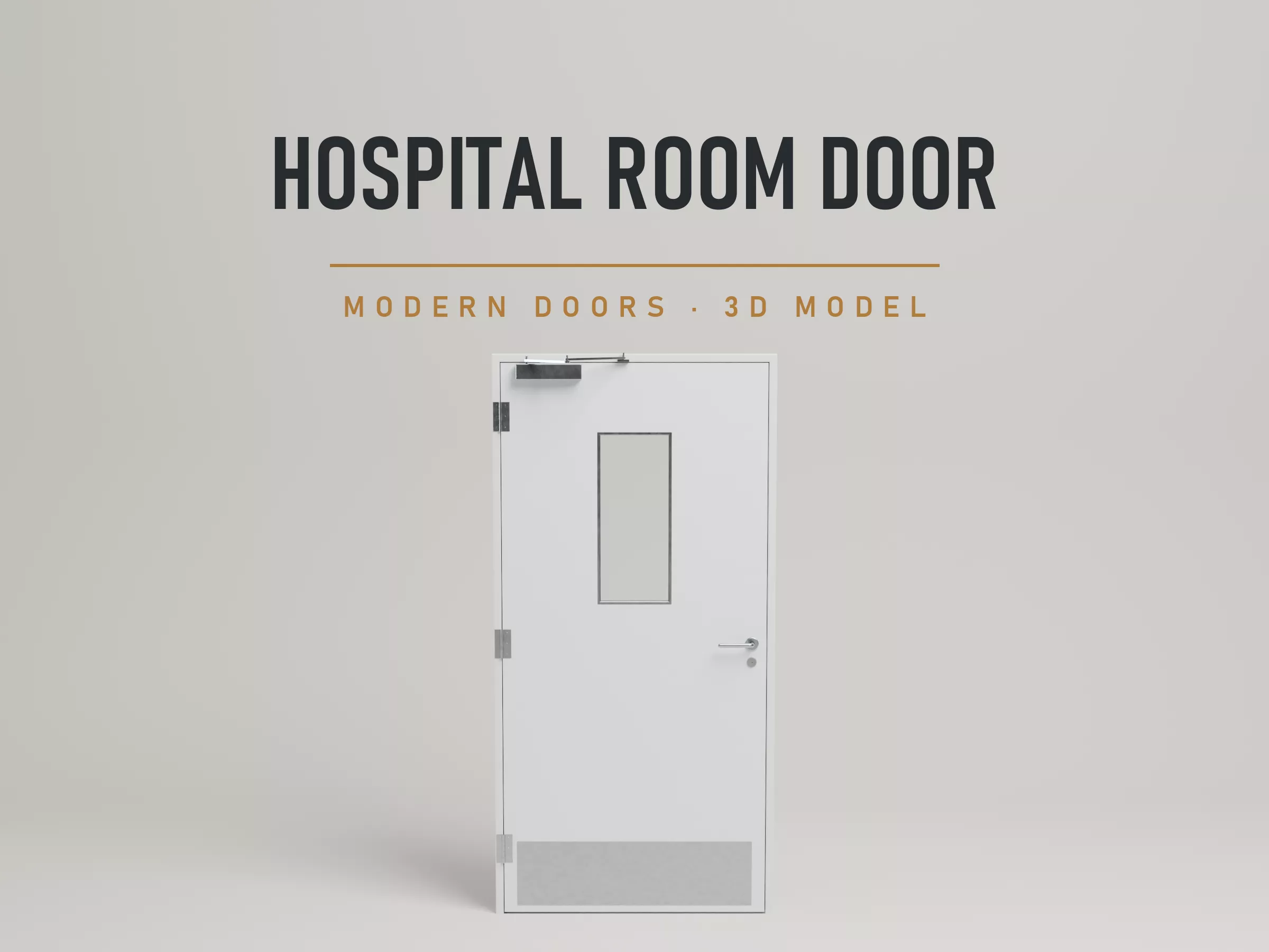 Animated Hospital Room Door with Window Low-poly 3D model