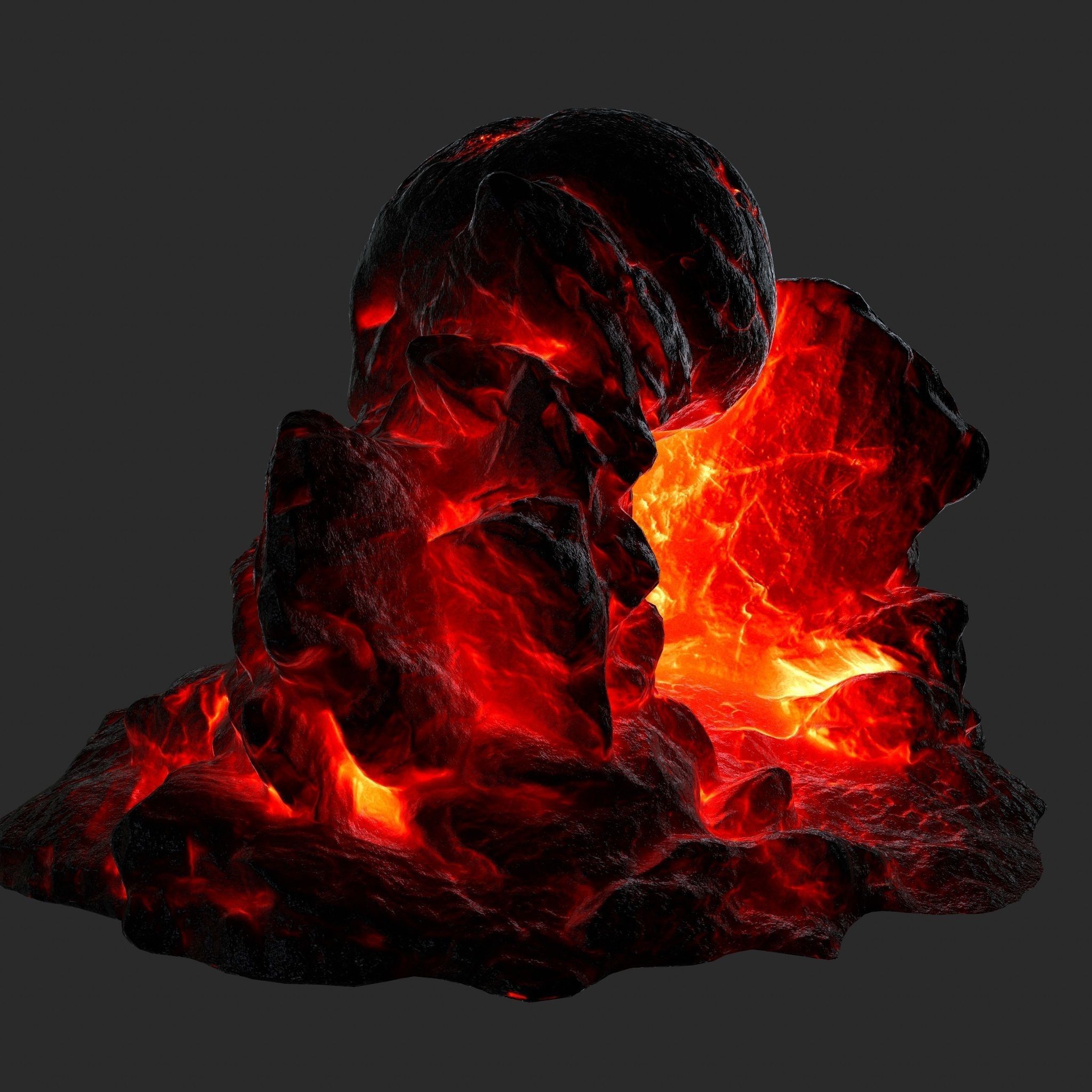 lava skull cave  Low-poly 3D model_5