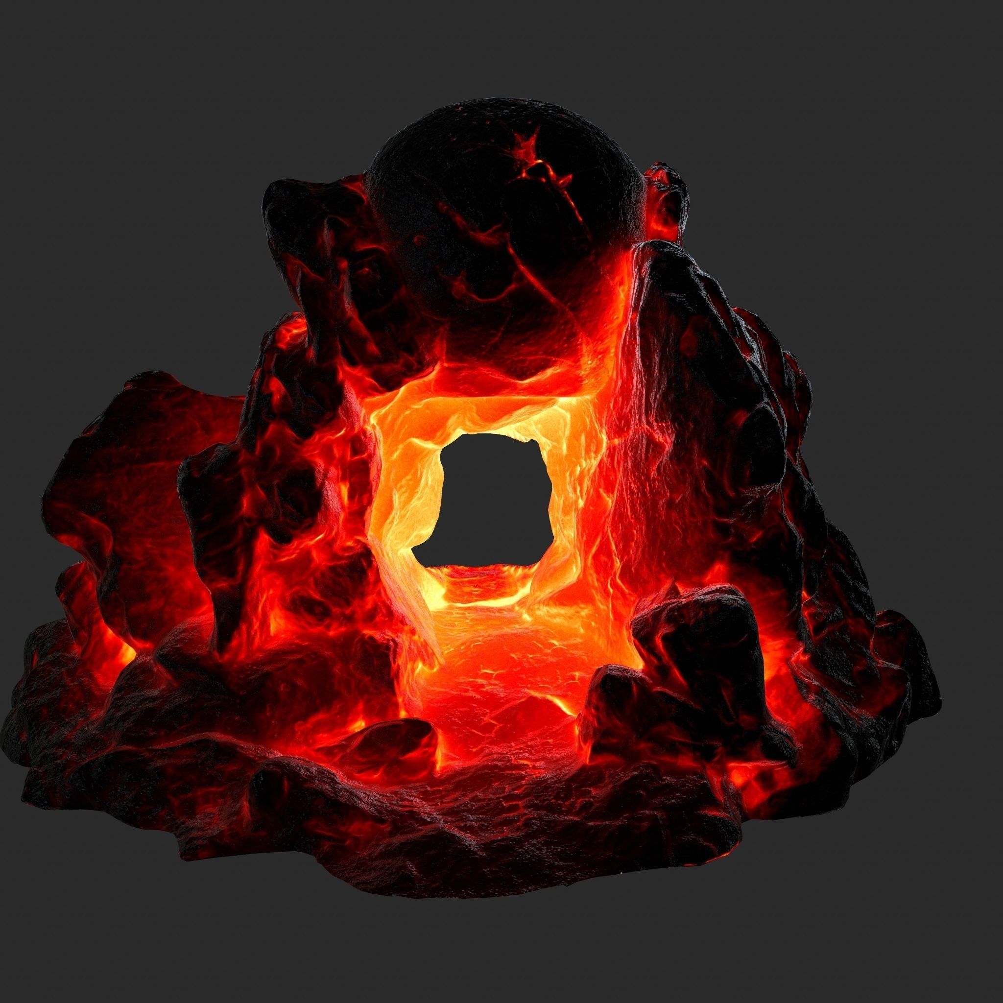 lava skull cave  Low-poly 3D model_4