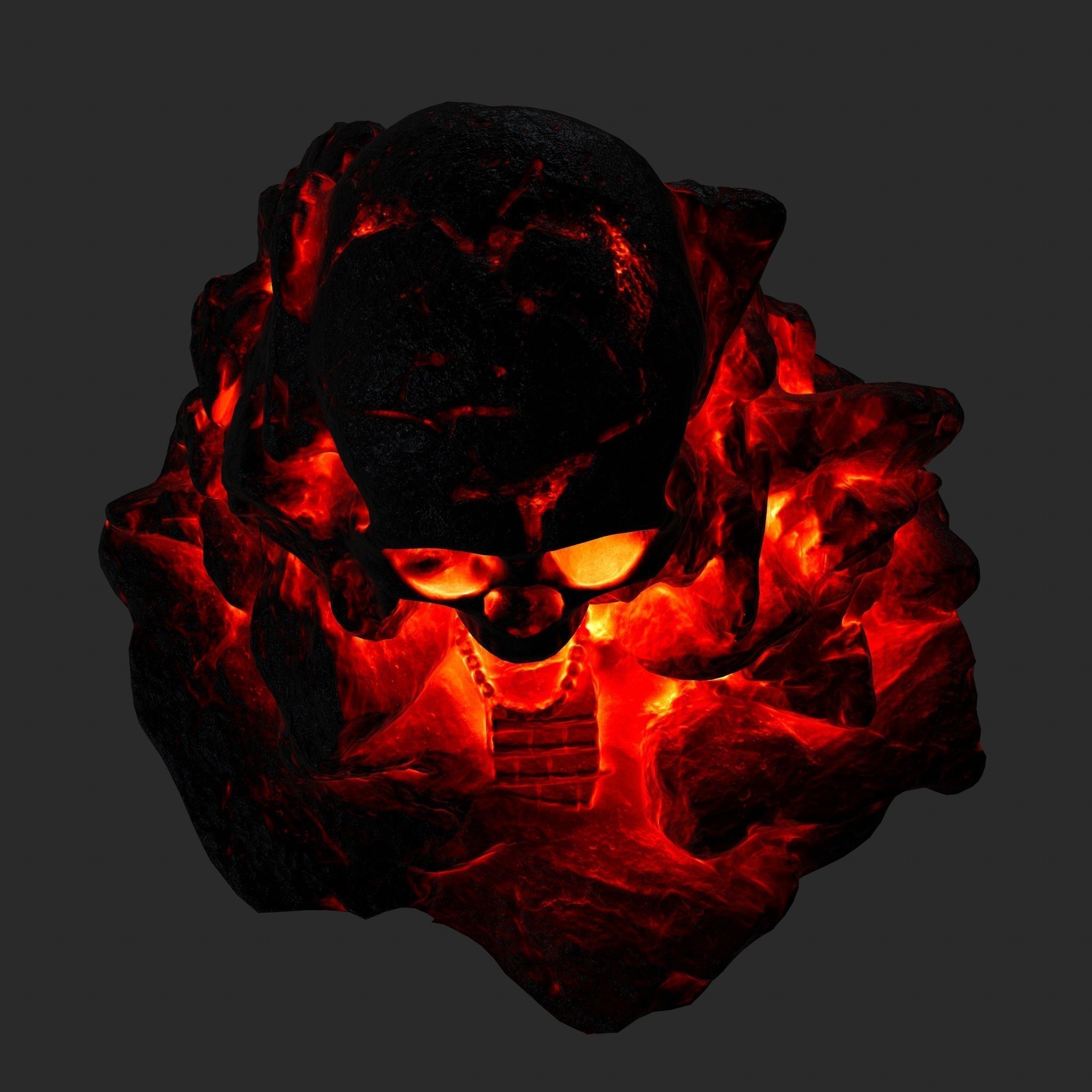lava skull cave  Low-poly 3D model_7