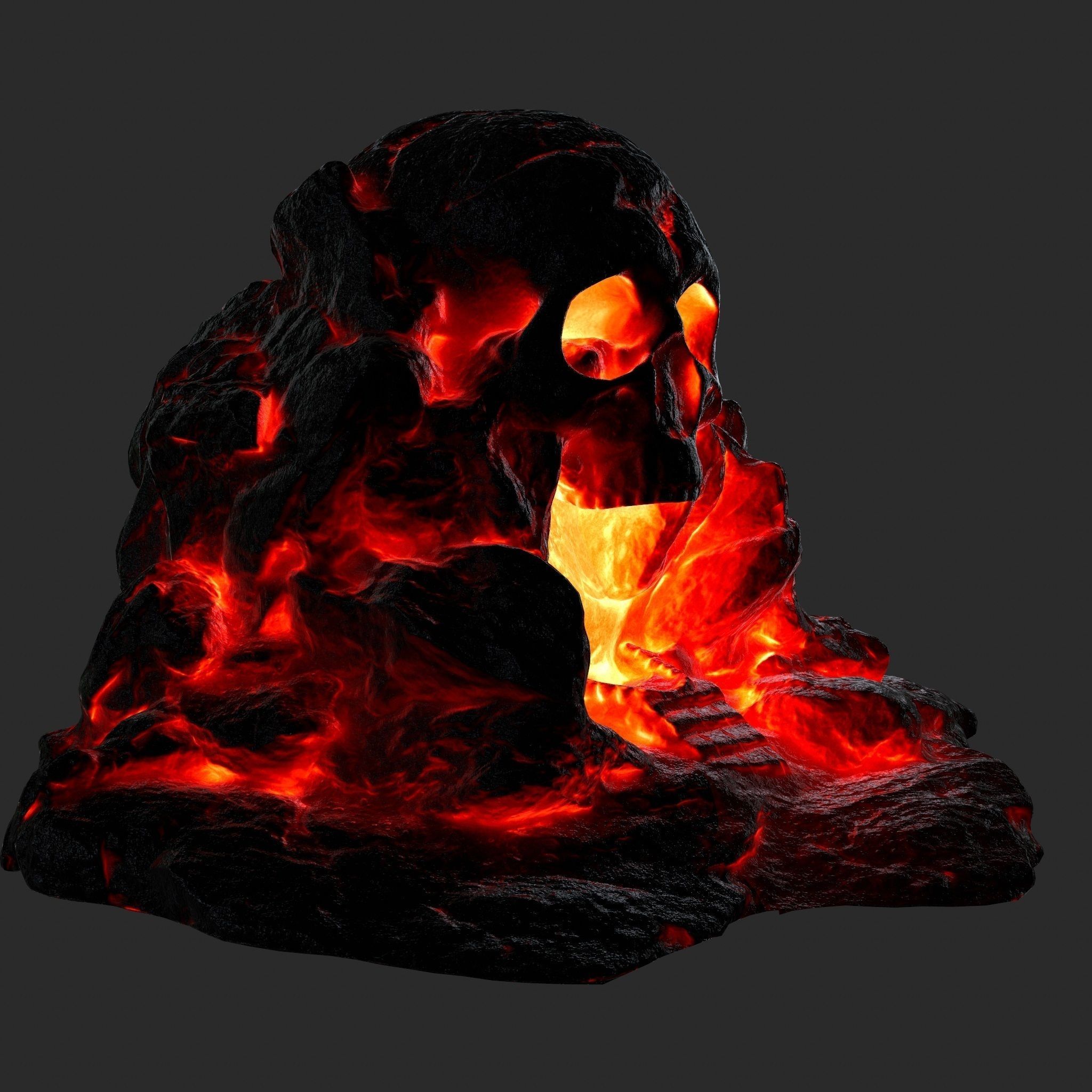 lava skull cave  Low-poly 3D model_2