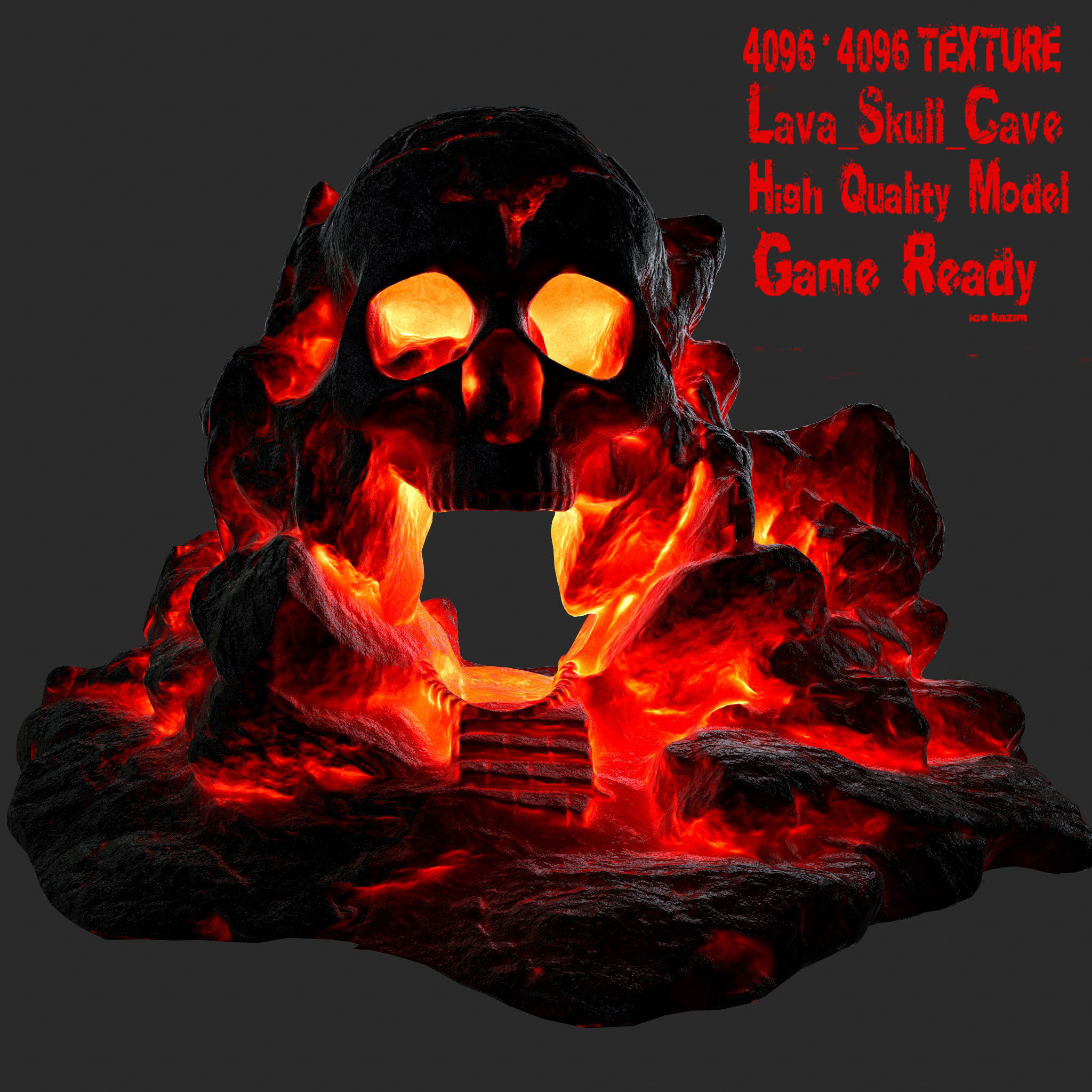 lava skull cave  Low-poly 3D model_1