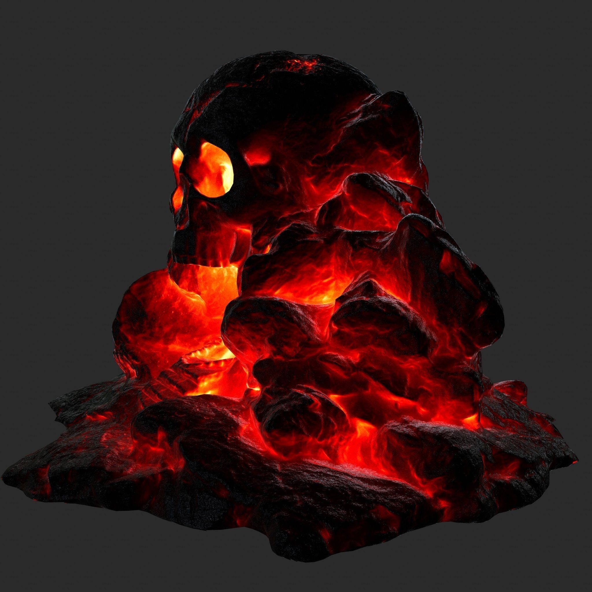 lava skull cave  Low-poly 3D model_6