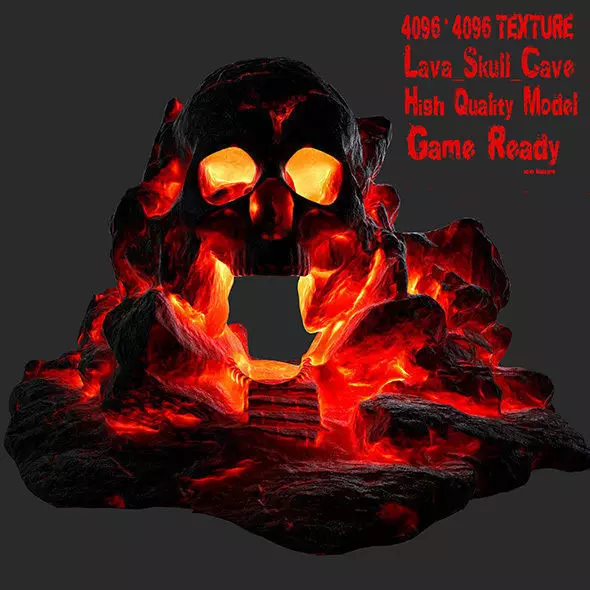 lava skull cave  Low-poly 3D model_0