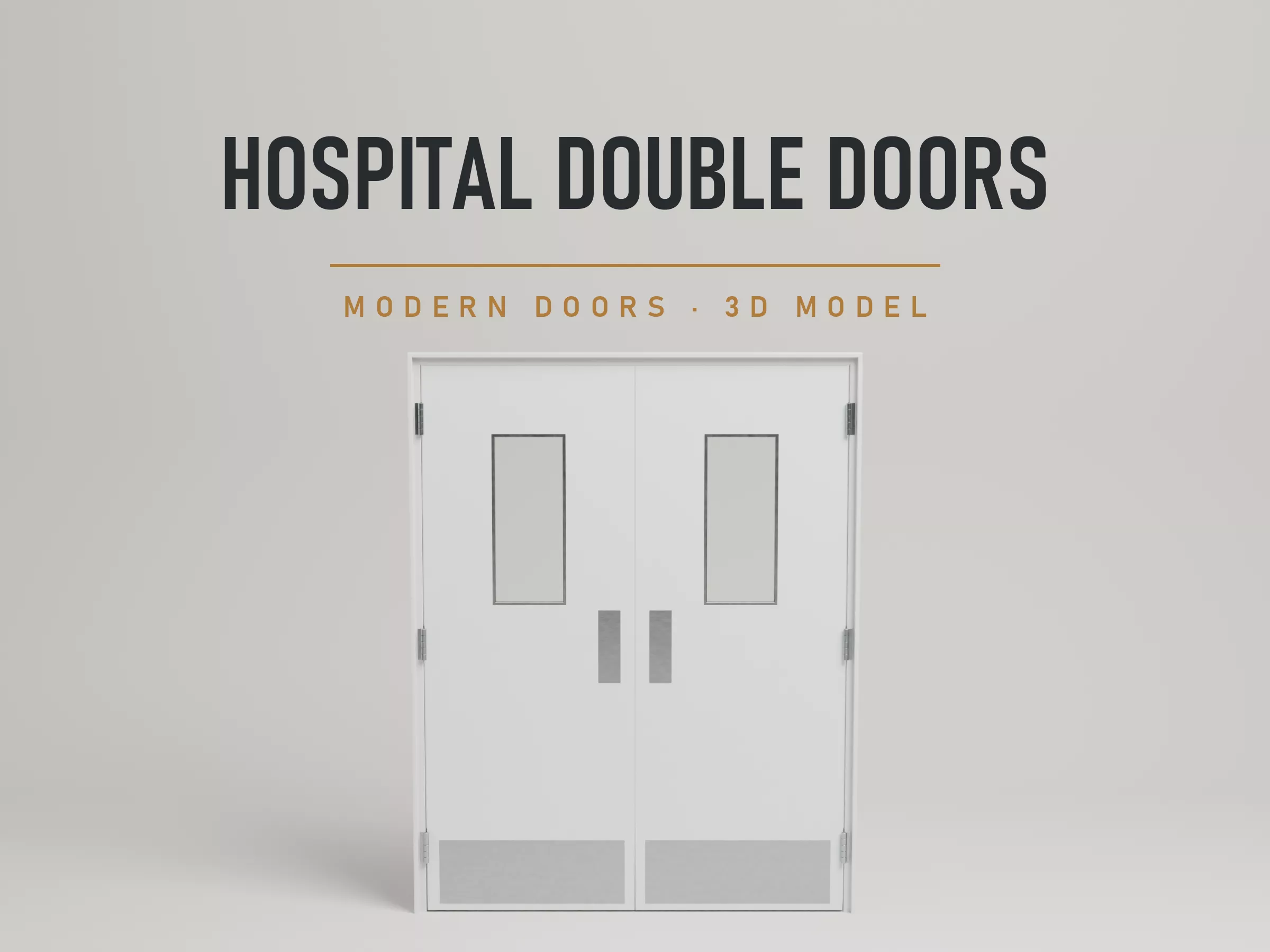 Animated Hospital Double Action Doors Low-poly 3D model