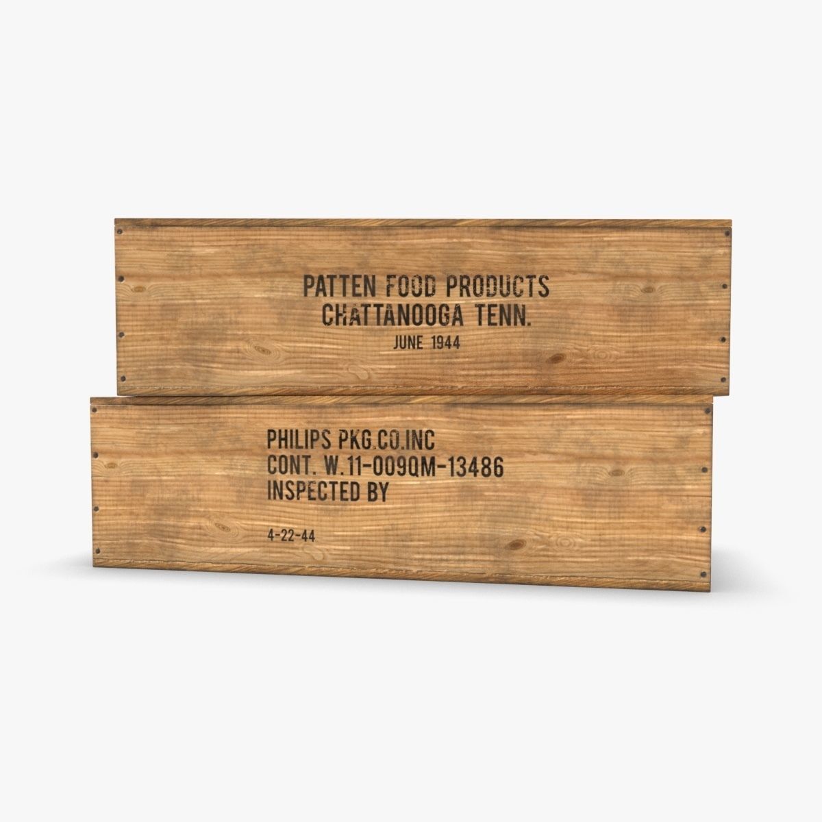 US K and C Rations wooden crate WWII Low-poly 3D model_7