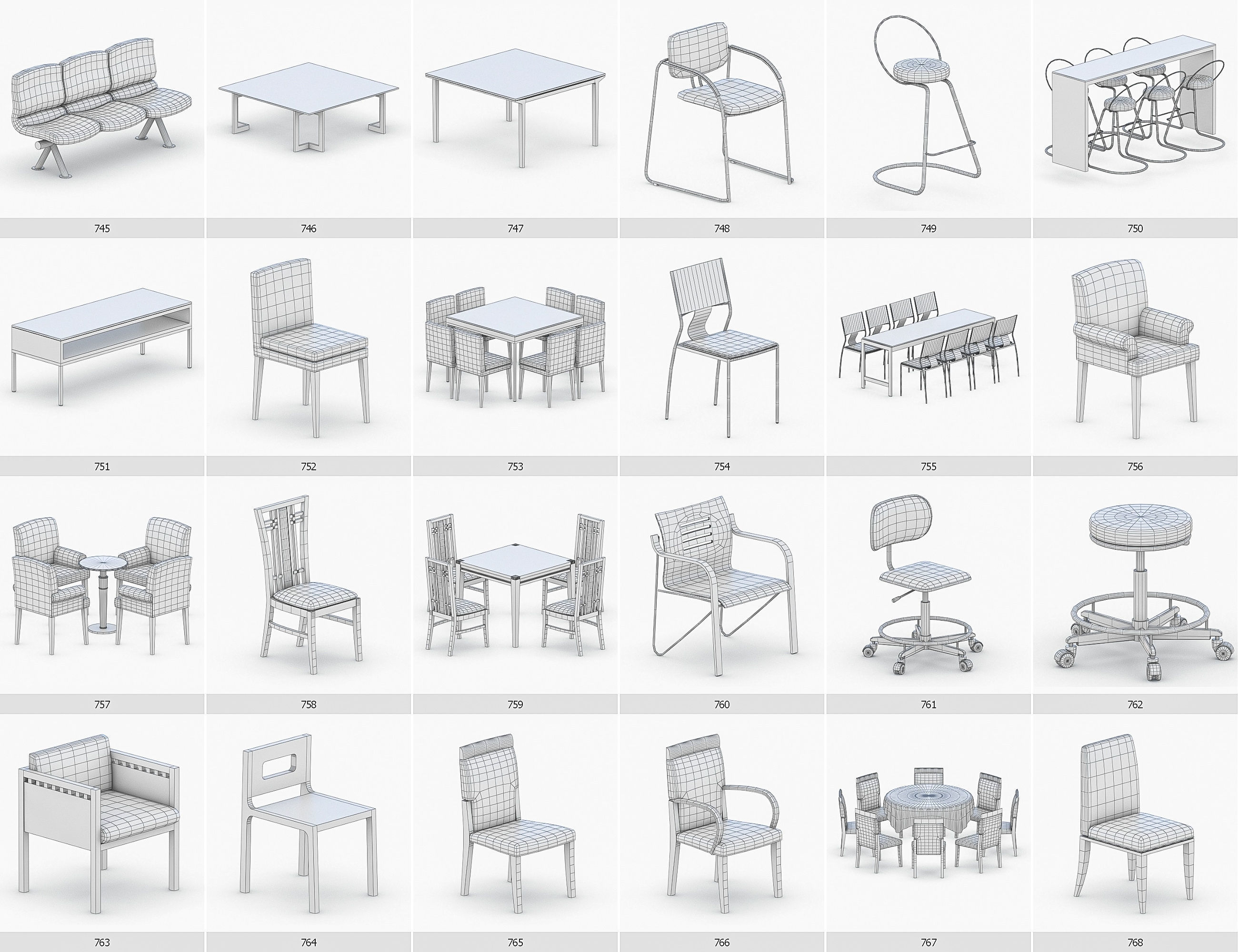 Interior Furniture Collection - 1668 MEGAPACK Low-poly 3D model_65