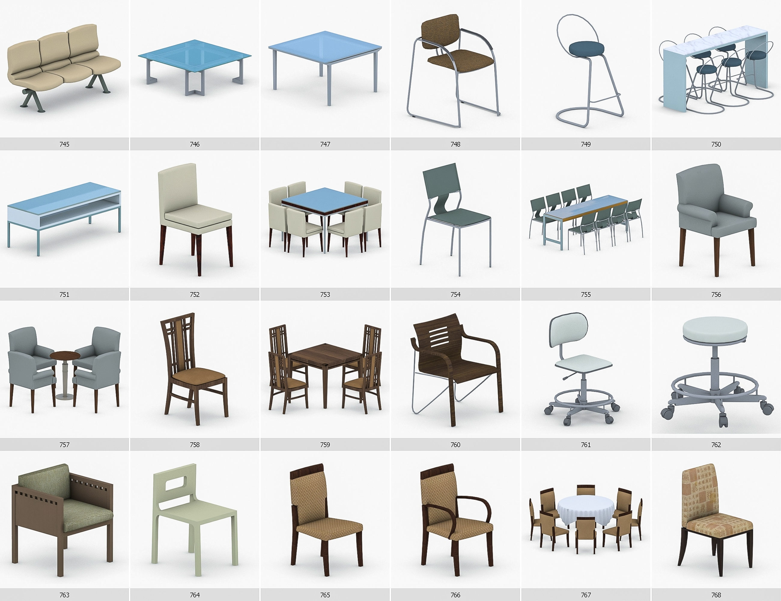 Interior Furniture Collection - 1668 MEGAPACK Low-poly 3D model_64