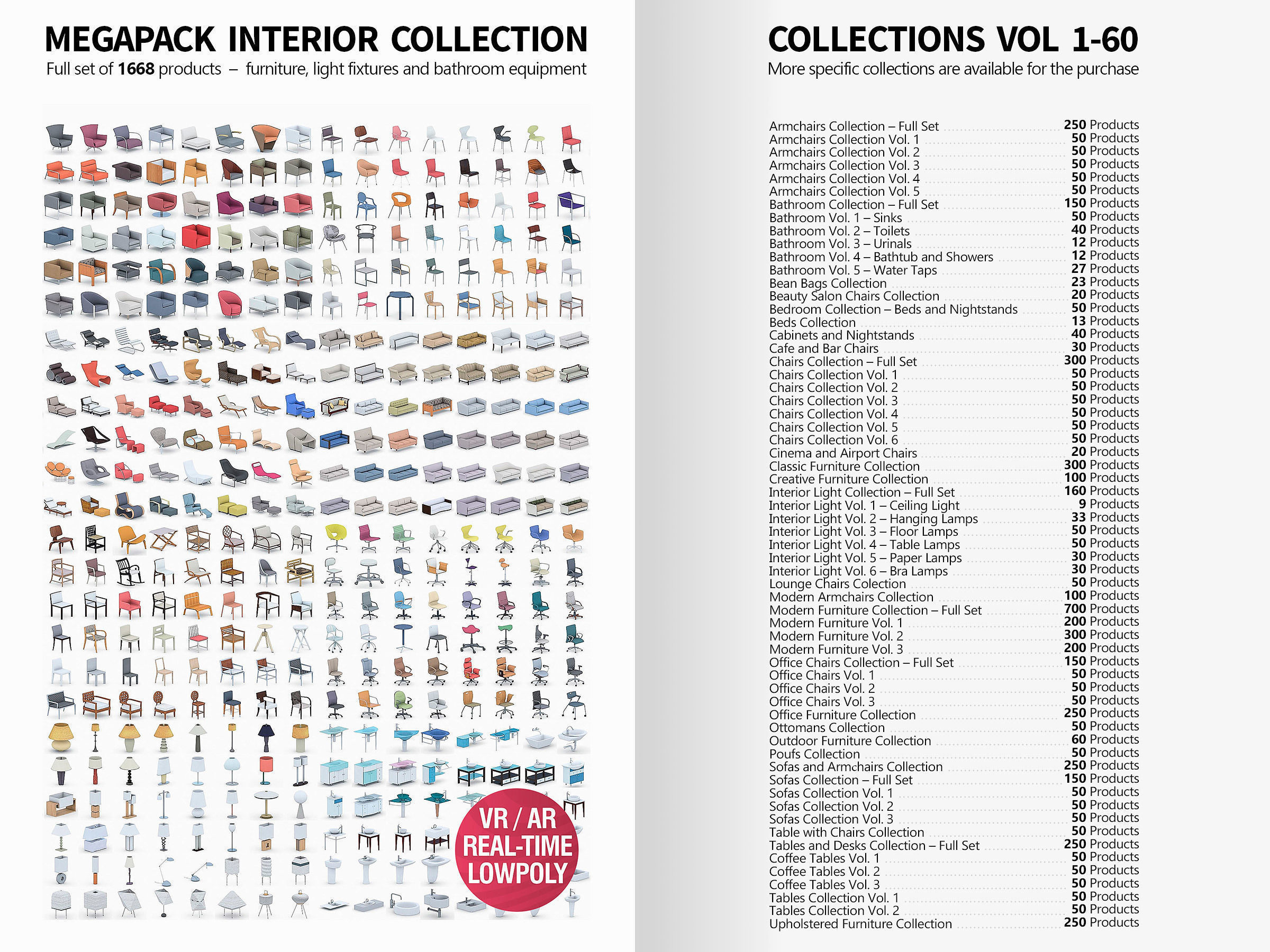 Interior Furniture Collection - 1668 MEGAPACK Low-poly 3D model_1