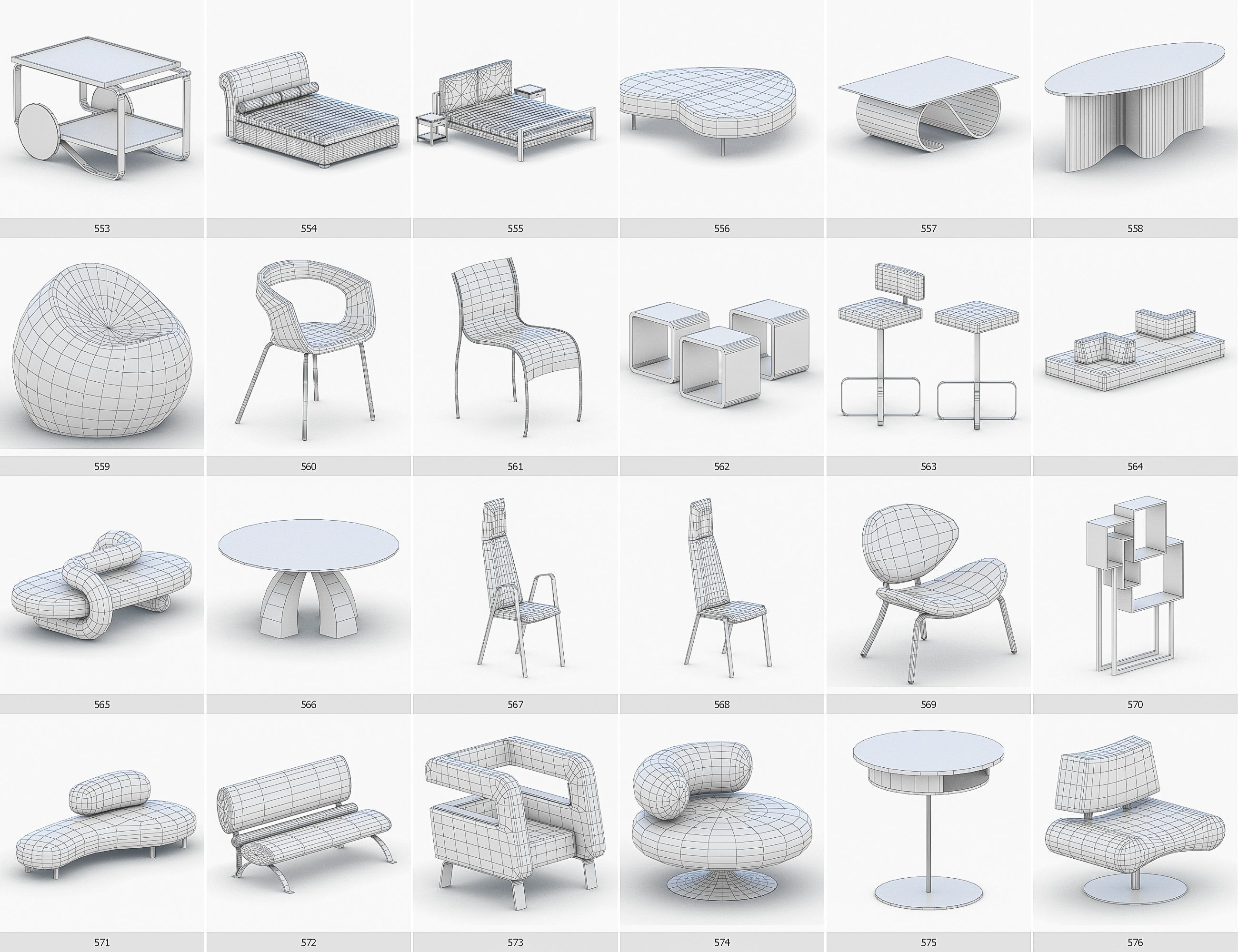 Interior Furniture Collection - 1668 MEGAPACK Low-poly 3D model_49