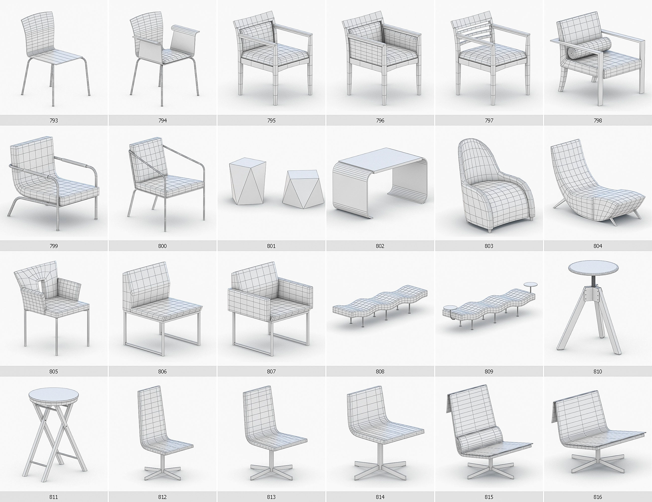 Interior Furniture Collection - 1668 MEGAPACK Low-poly 3D model_69