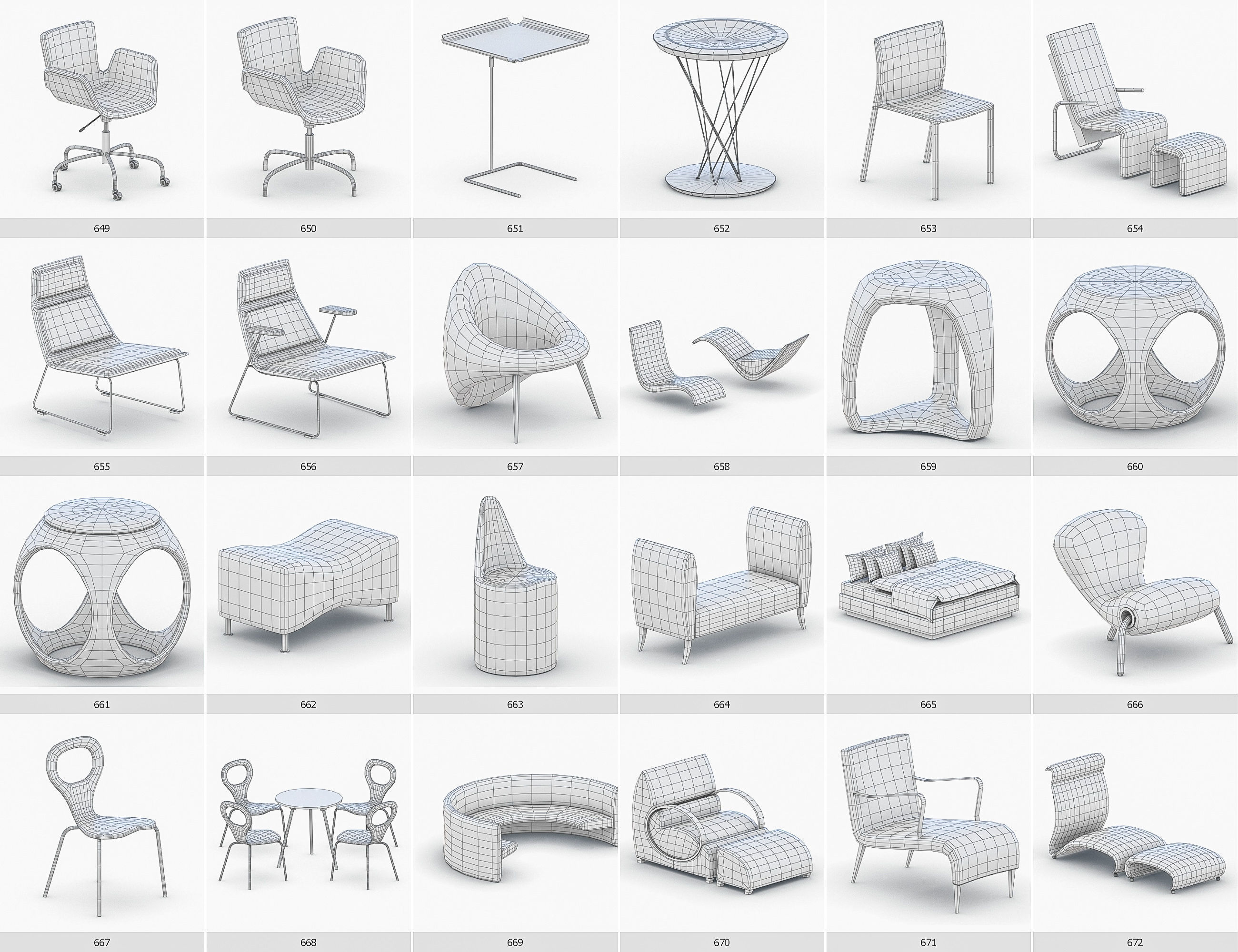 Interior Furniture Collection - 1668 MEGAPACK Low-poly 3D model_57
