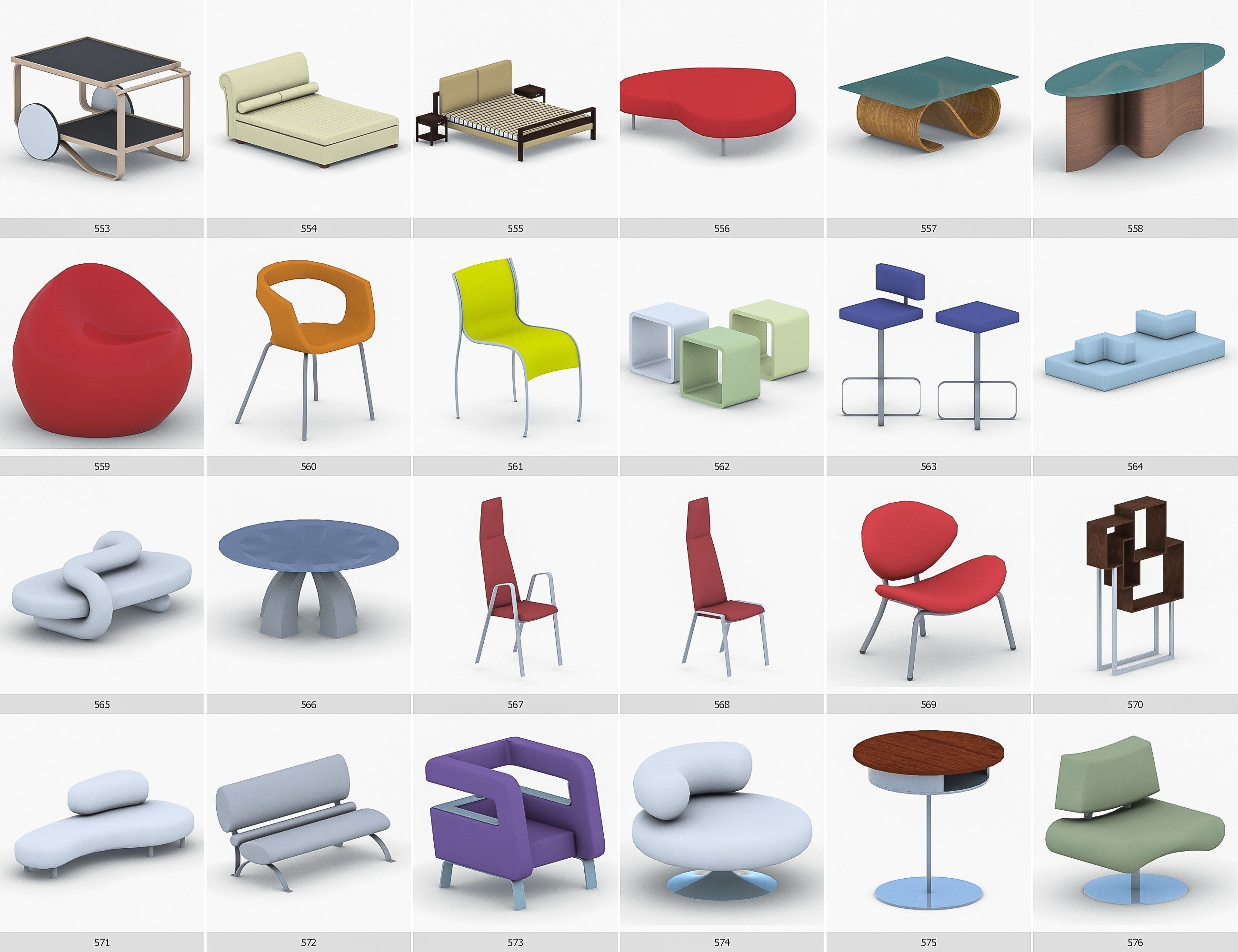 Interior Furniture Collection - 1668 MEGAPACK Low-poly 3D model_48