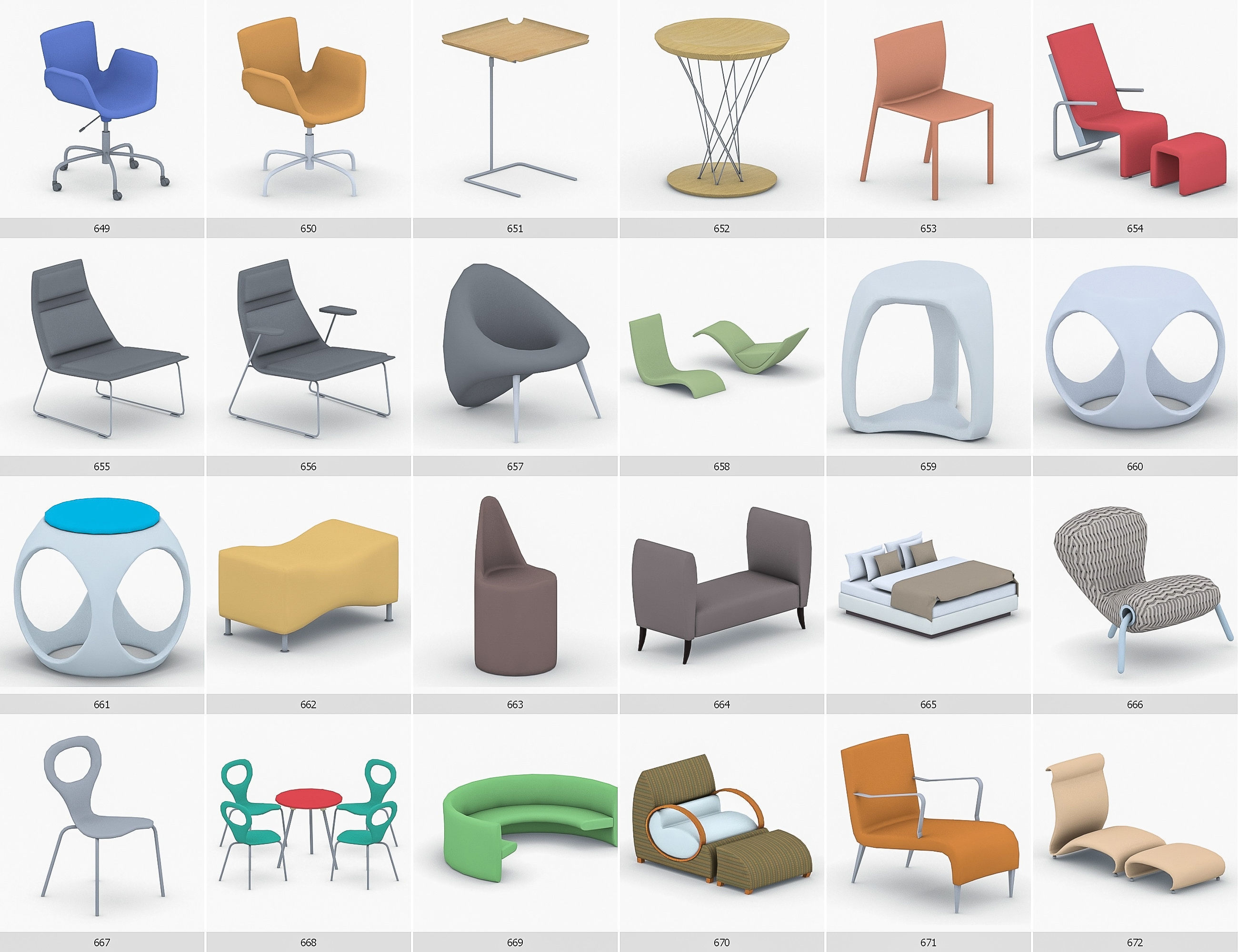 Interior Furniture Collection - 1668 MEGAPACK Low-poly 3D model_56
