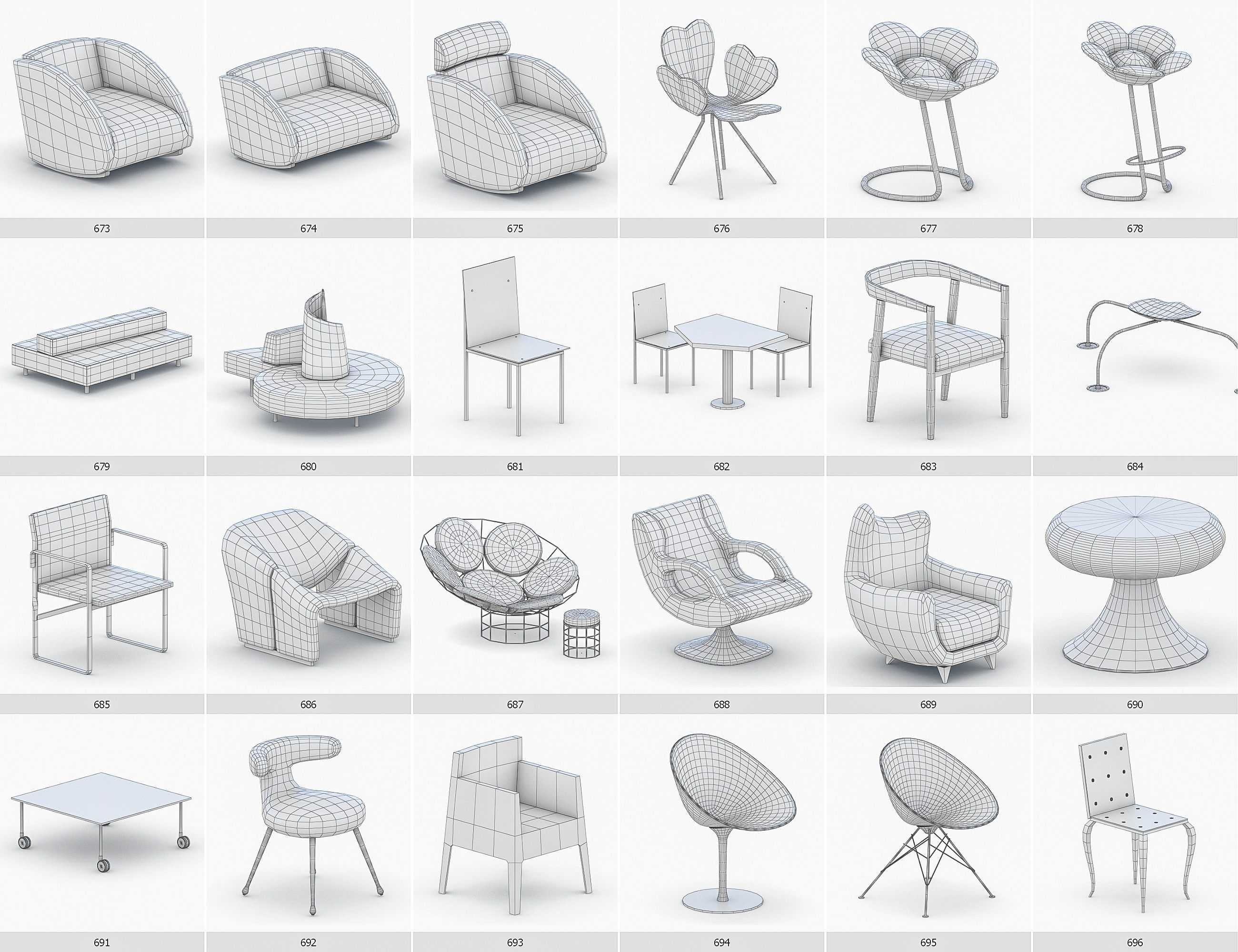 Interior Furniture Collection - 1668 MEGAPACK Low-poly 3D model_59