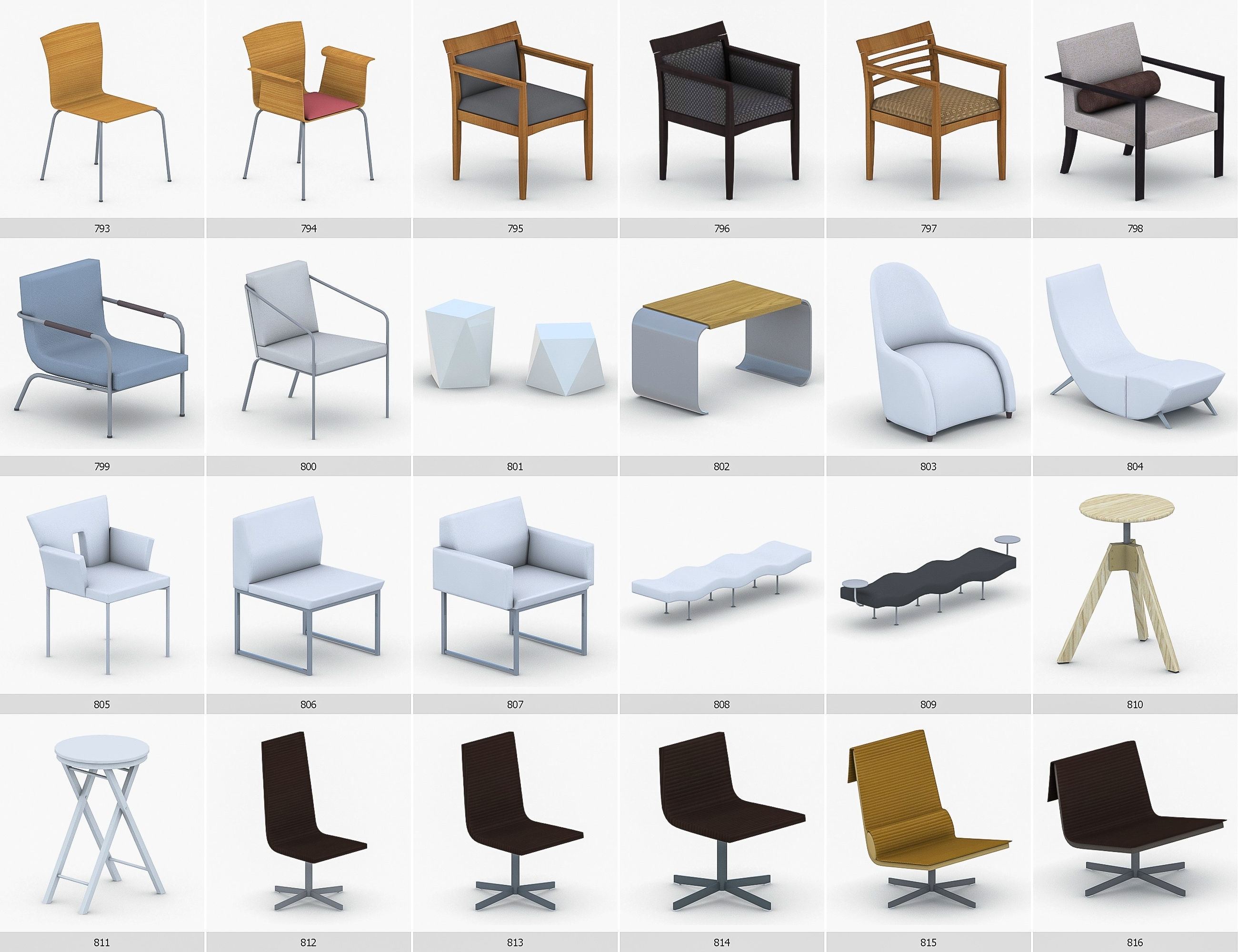 Interior Furniture Collection - 1668 MEGAPACK Low-poly 3D model_68