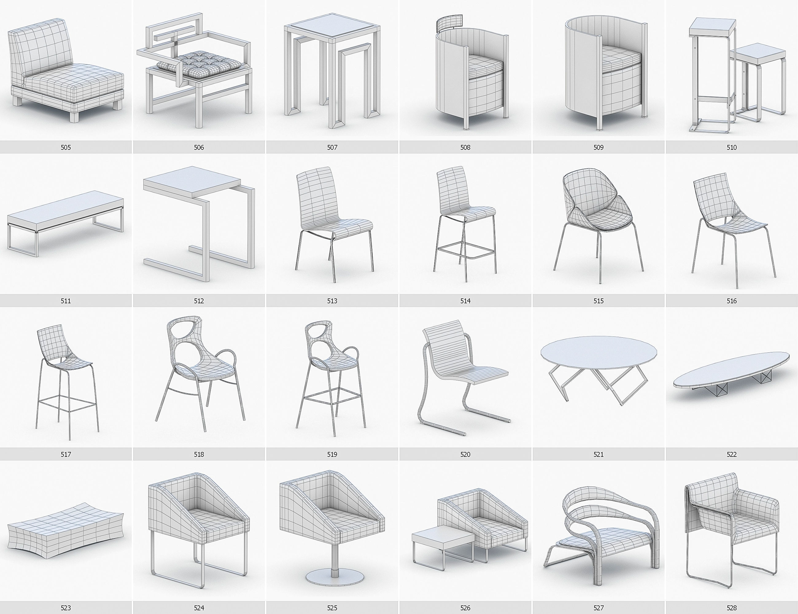Interior Furniture Collection - 1668 MEGAPACK Low-poly 3D model_45