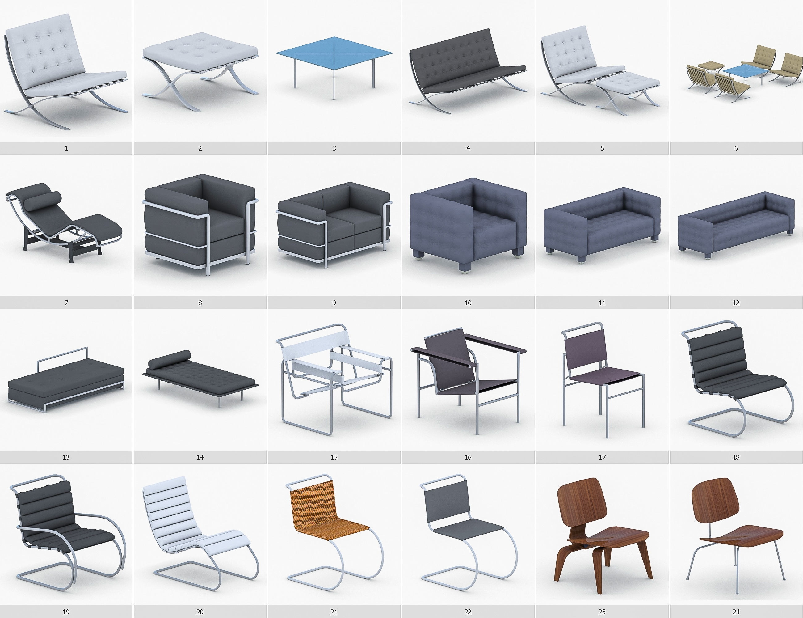 Interior Furniture Collection - 1668 MEGAPACK Low-poly 3D model_2