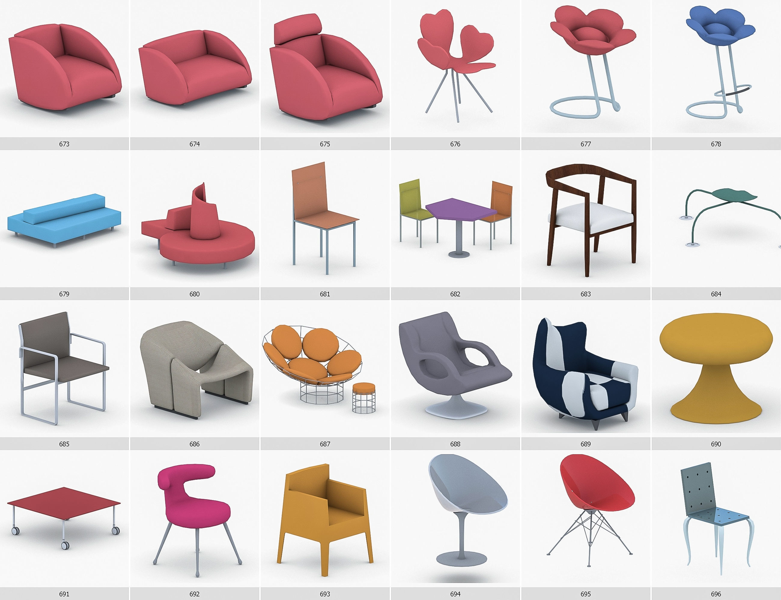 Interior Furniture Collection - 1668 MEGAPACK Low-poly 3D model_58