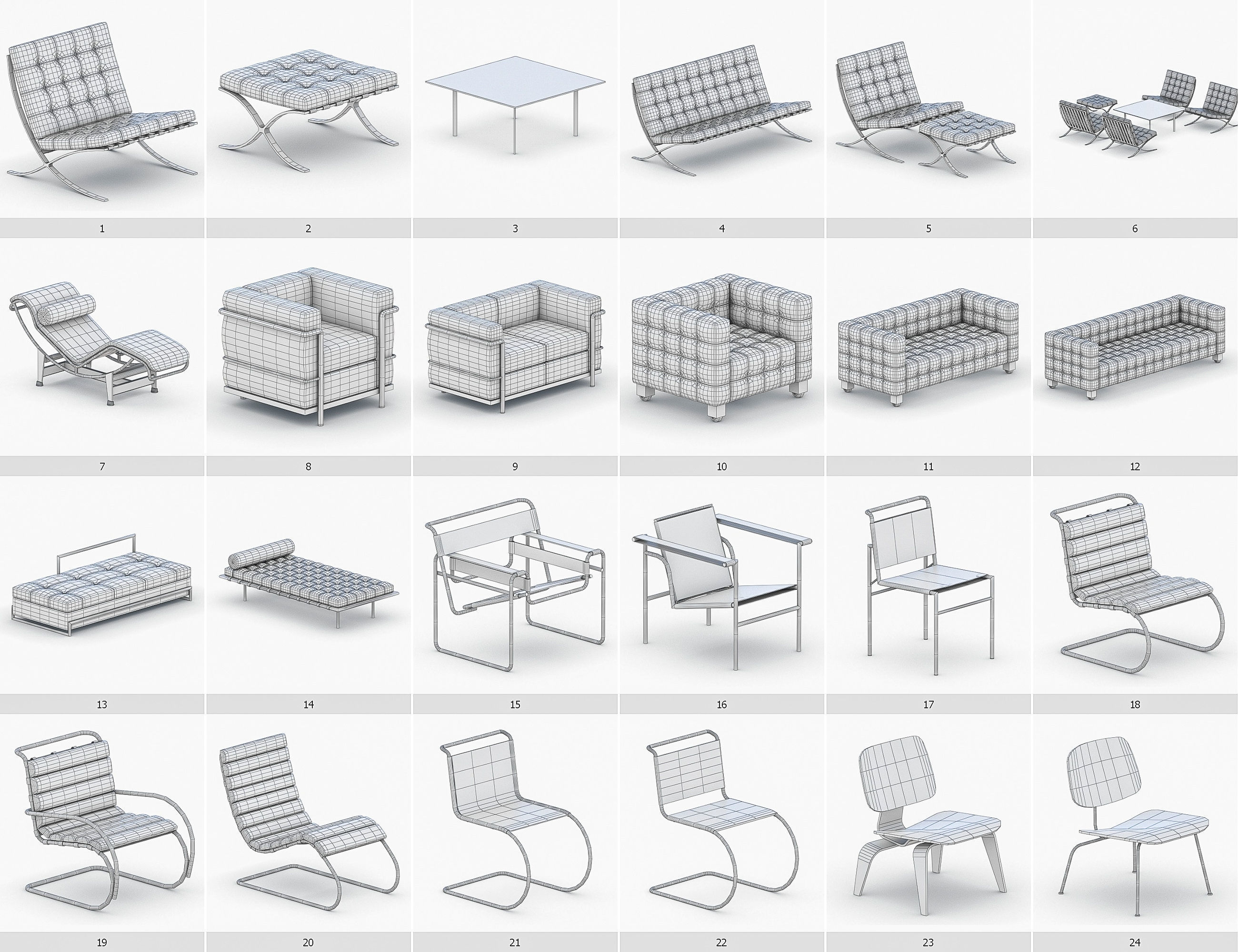 Interior Furniture Collection - 1668 MEGAPACK Low-poly 3D model_3