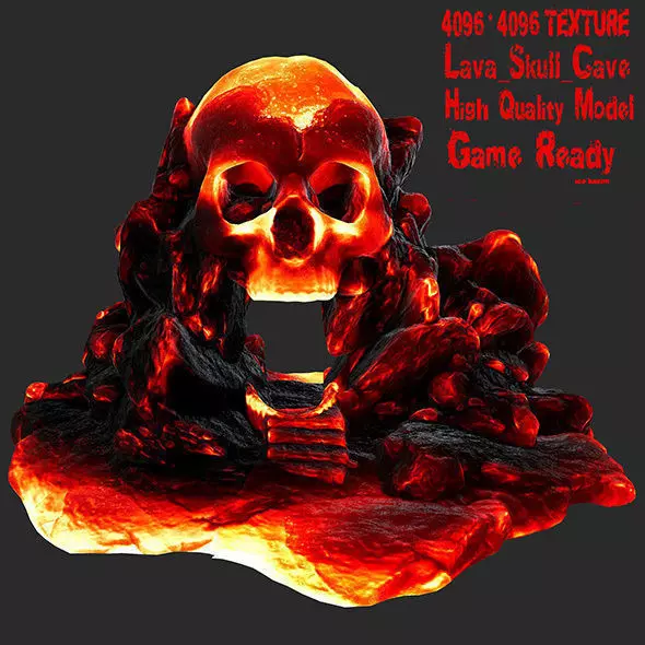 lava skull cave 1 Low-poly 3D model_0