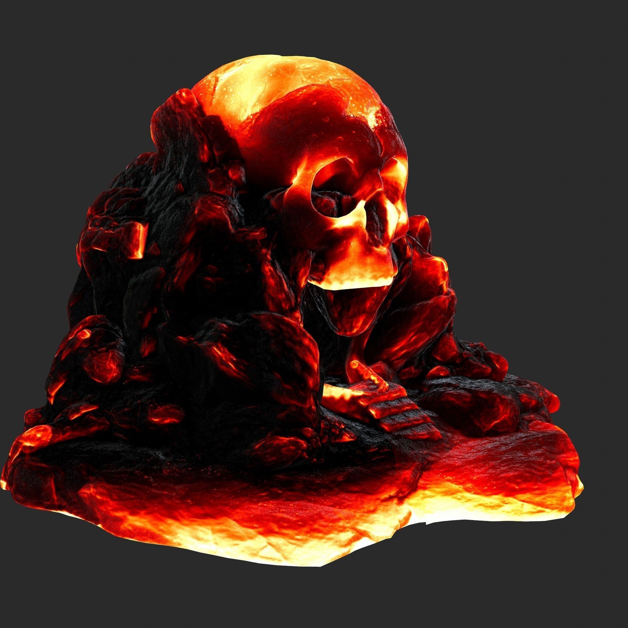 lava skull cave 1 Low-poly 3D model_2